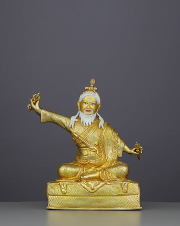 The Visionary Master | Exquisite 24K Gold Gilded Dudjom Lingpa Statue