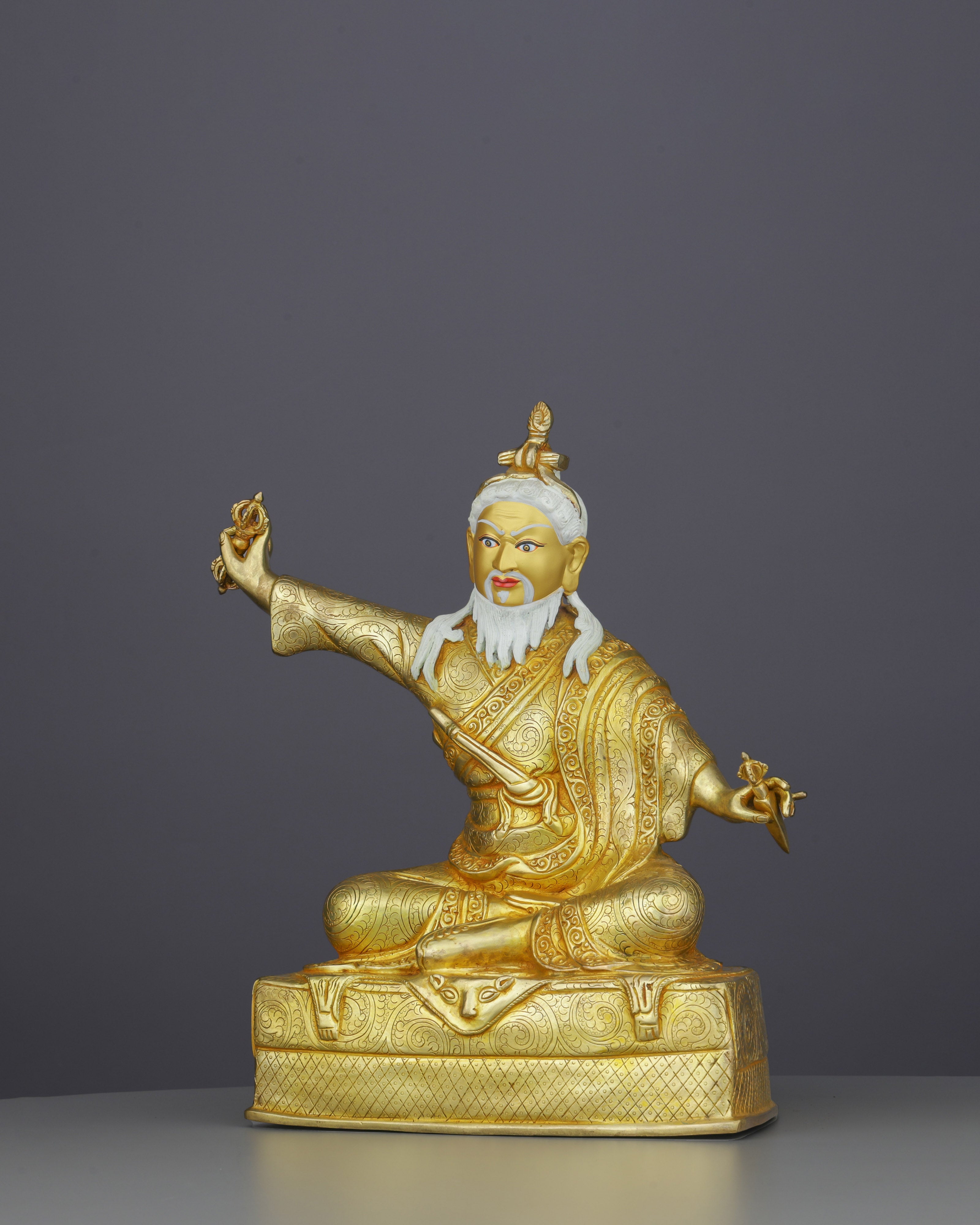 The Visionary Master | Exquisite 24K Gold Gilded Dudjom Lingpa Statue