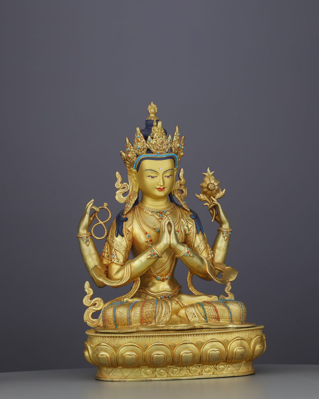 Golden Radiance | Exquisite Chengresi Statue - Handcrafted Buddhist Statue - Authentic Sacred Art
