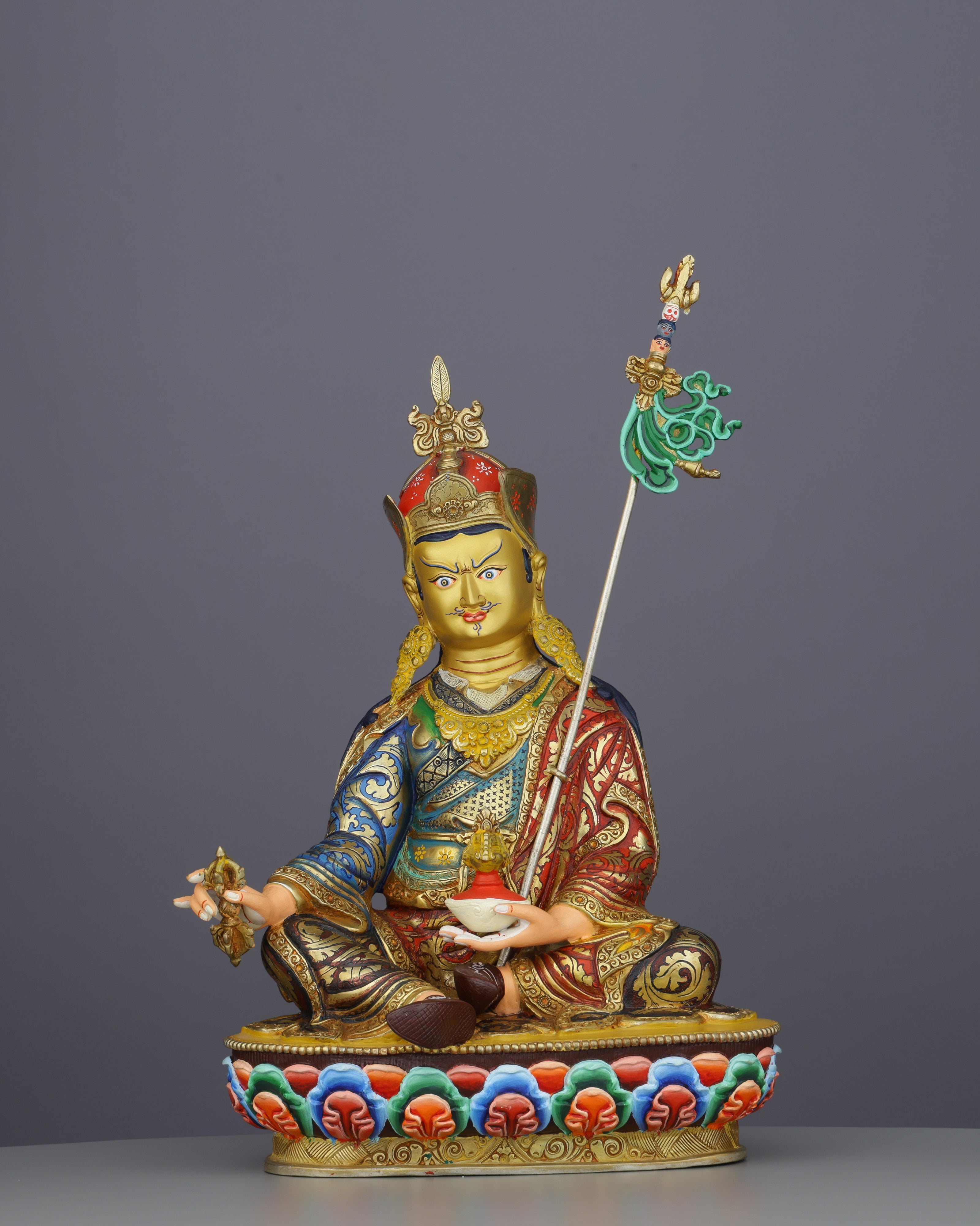 Magnificent Guru Rinpoche Statue | Sacred Nepalese Craftsmanship in Gold