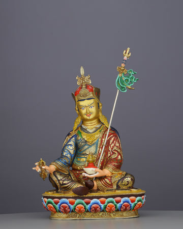 Magnificent Guru Rinpoche Statue | Sacred Nepalese Craftsmanship in Gold