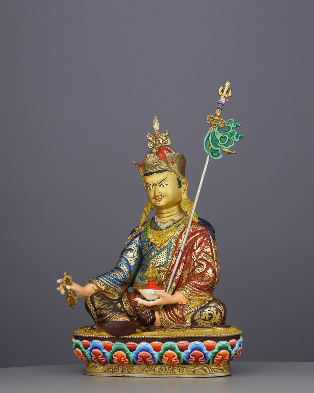 Magnificent Guru Rinpoche Statue | Sacred Nepalese Craftsmanship in Gold - Handcrafted Buddhist Statue - Authentic Sacred Art