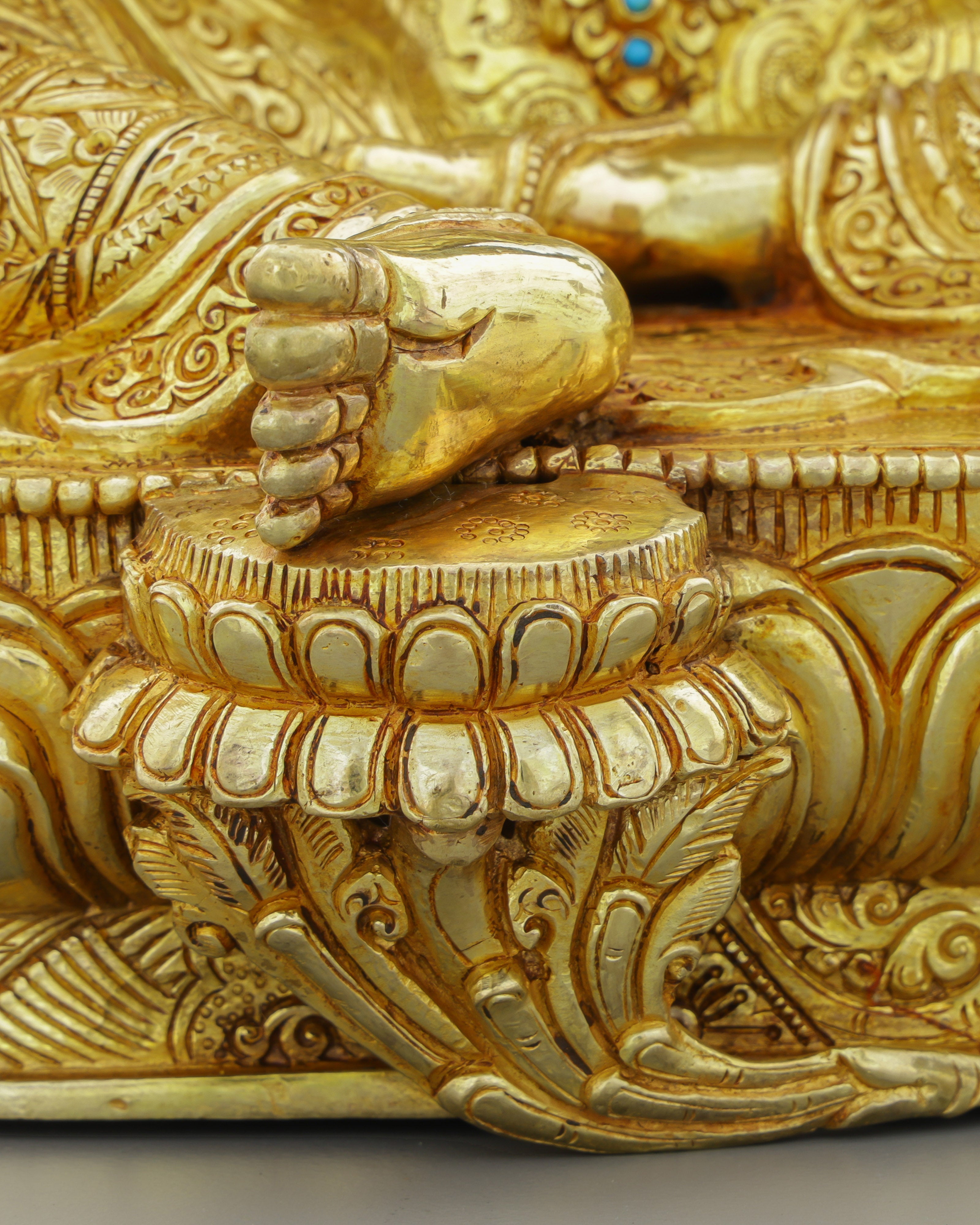 Exquisite 24K Gold Green Tara Statue | Handcrafted Nepalese Masterpiece of Compassion