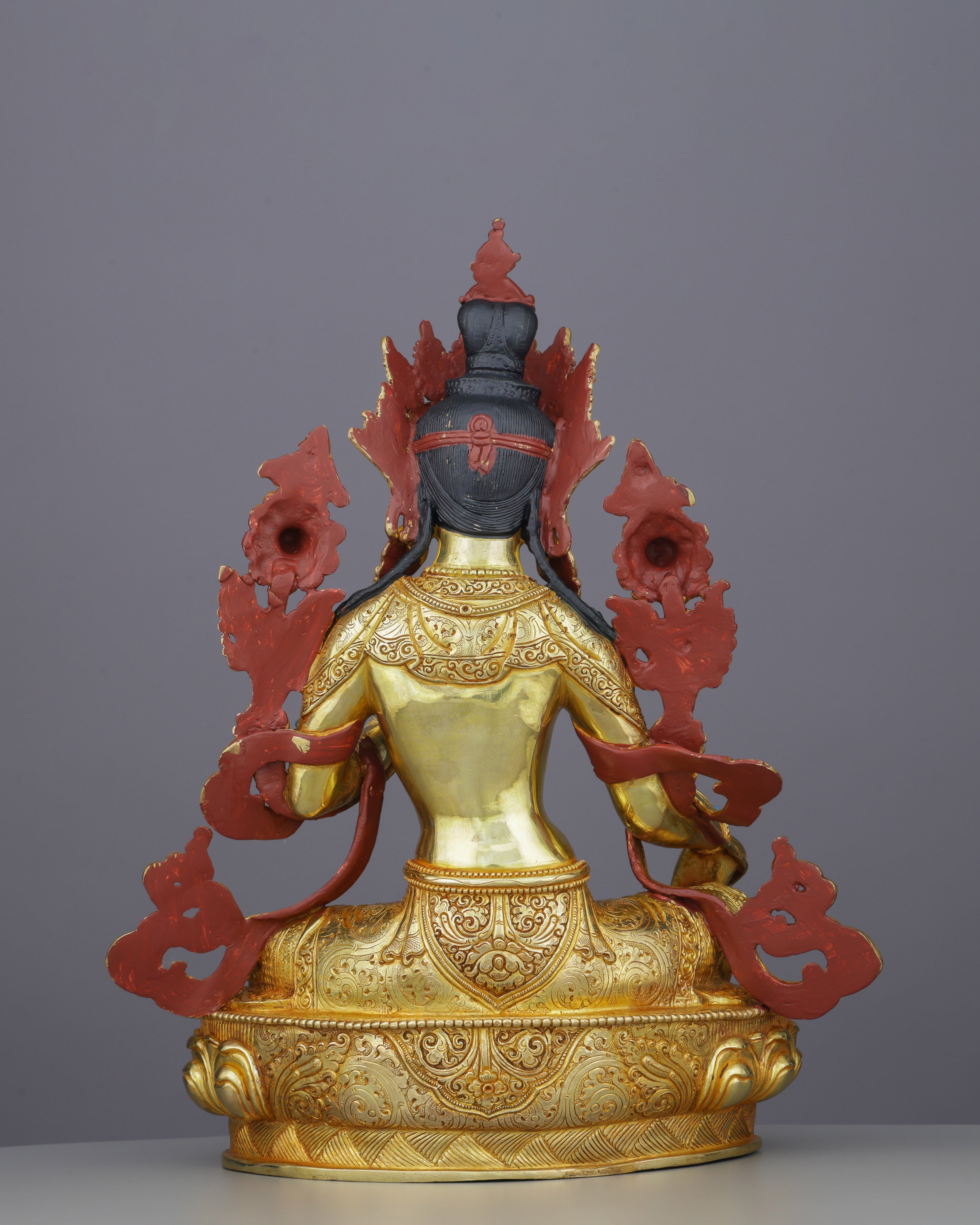 Exquisite 24K Gold Green Tara Statue | Handcrafted Nepalese Masterpiece of Compassion