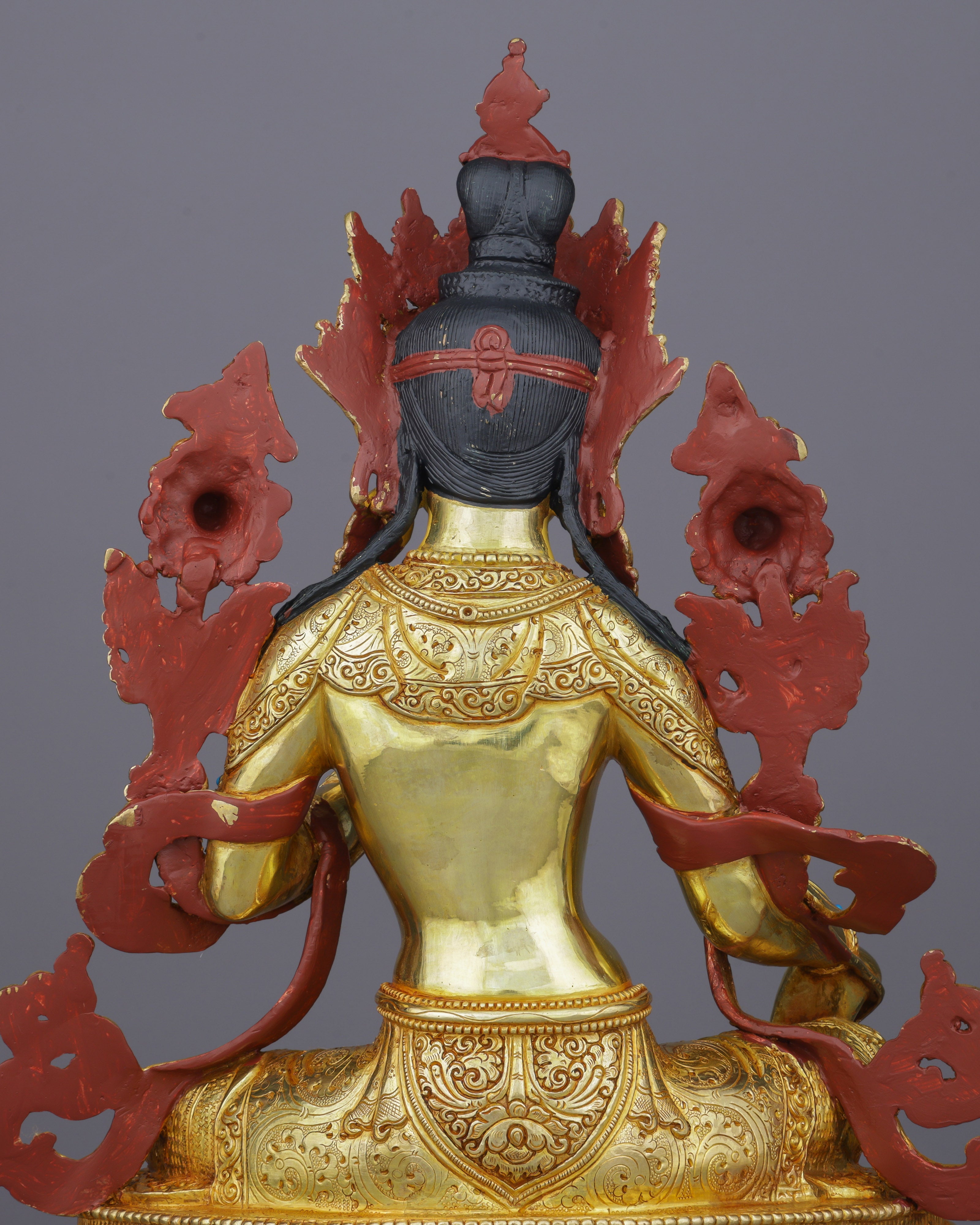 Exquisite 24K Gold Green Tara Statue | Handcrafted Nepalese Masterpiece of Compassion