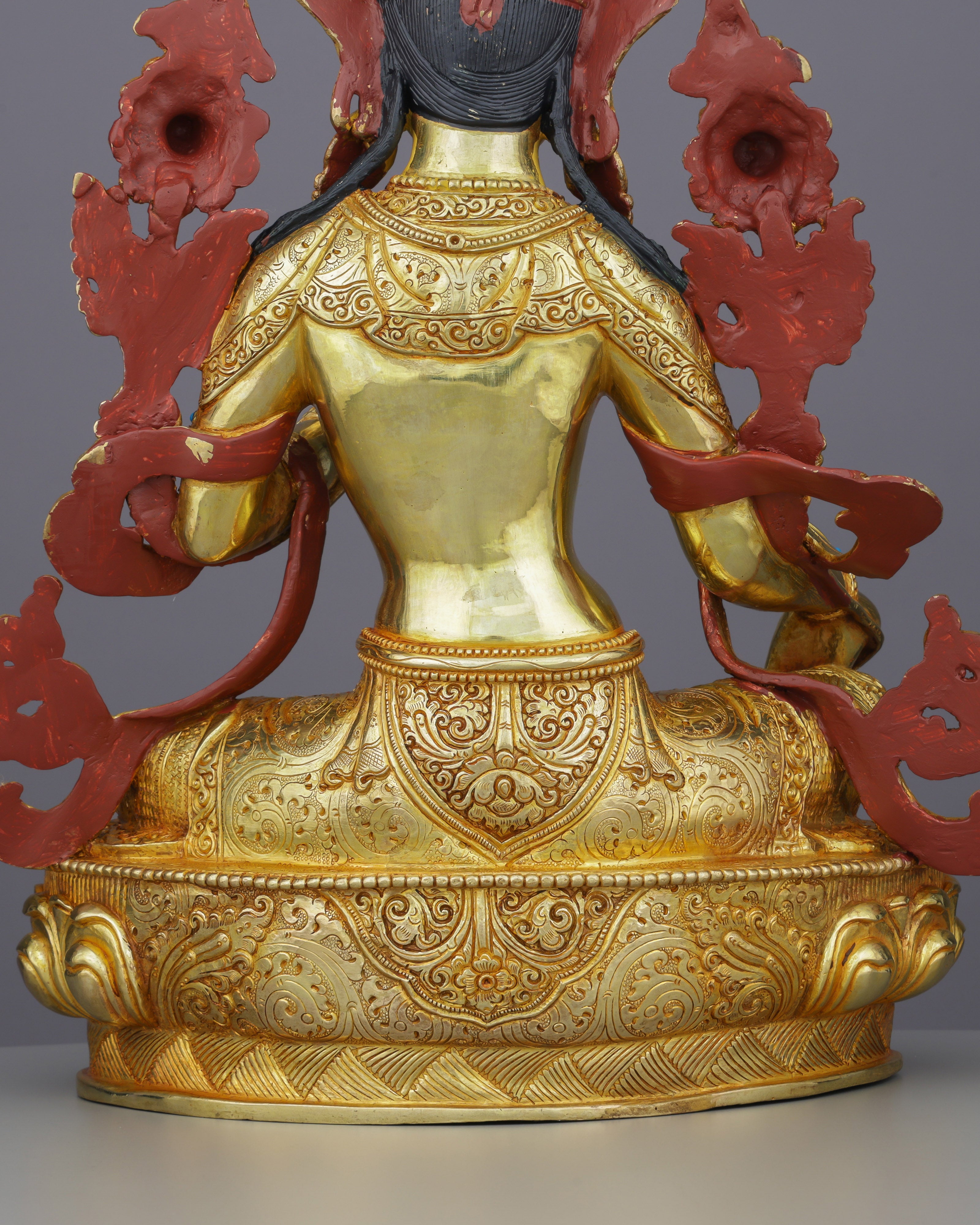 Exquisite 24K Gold Green Tara Statue | Handcrafted Nepalese Masterpiece of Compassion