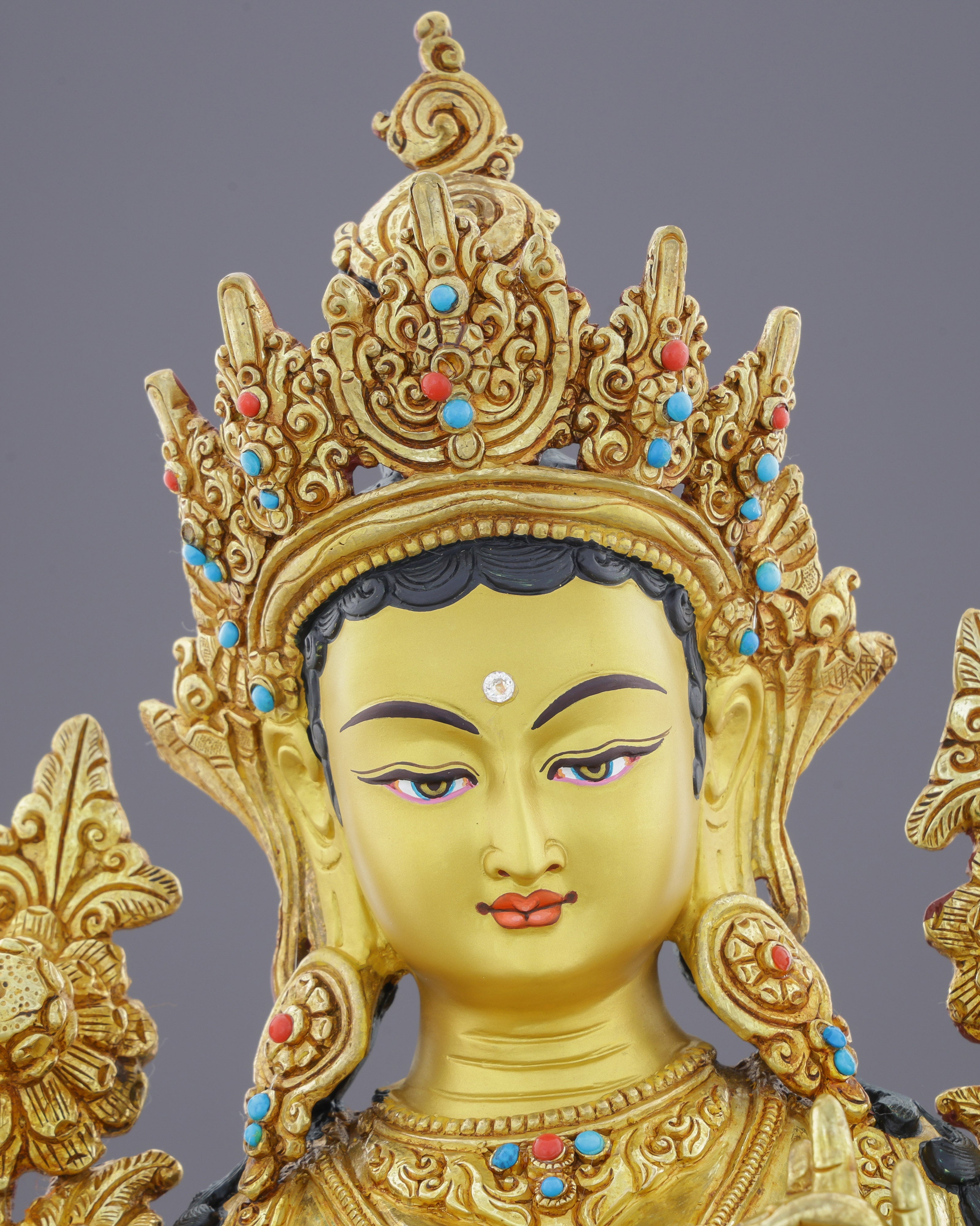 Exquisite 24K Gold Green Tara Statue | Handcrafted Nepalese Masterpiece of Compassion