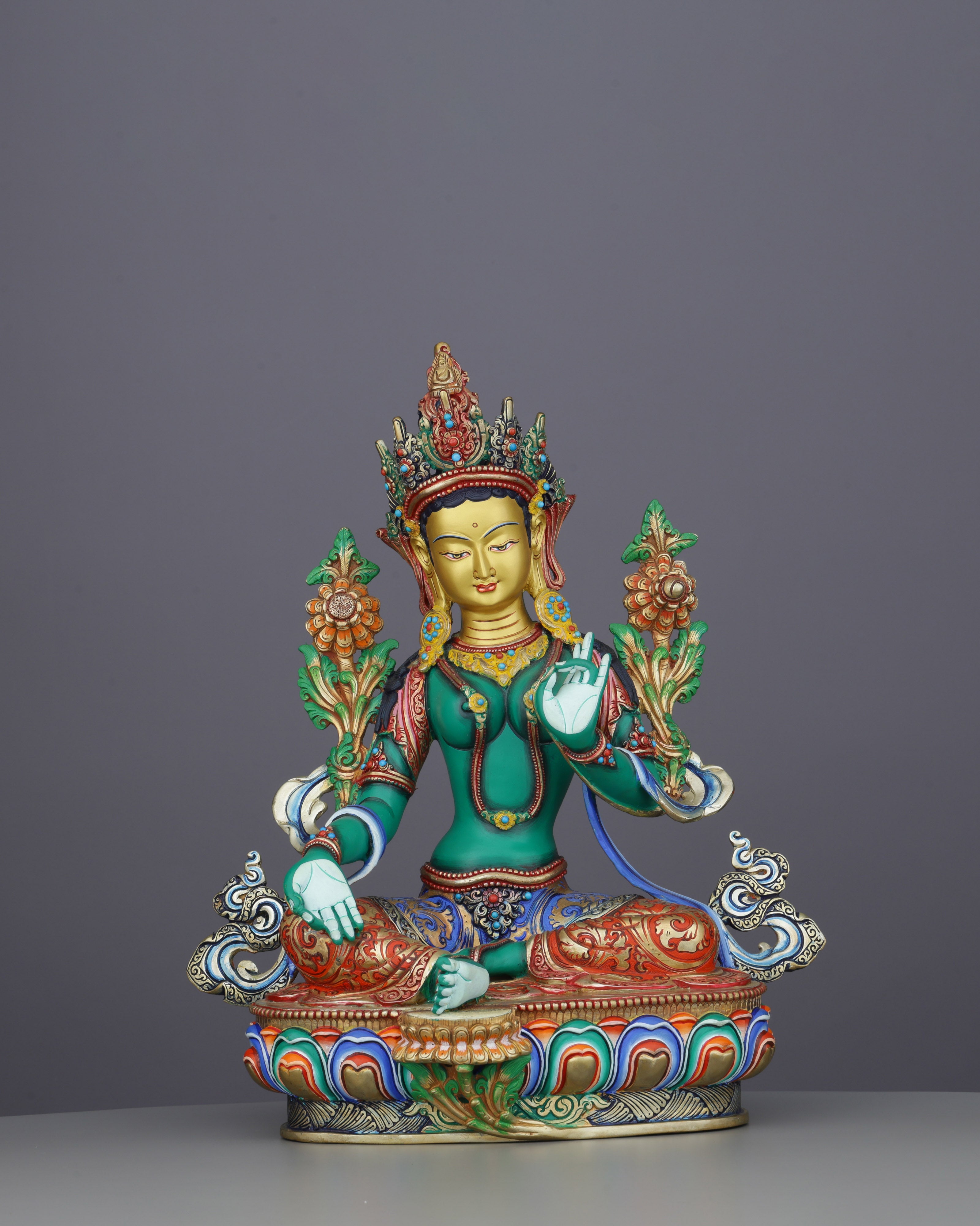 Exquisite Handcrafted Green Tara Statue | A Divine Masterpiece from Nepal