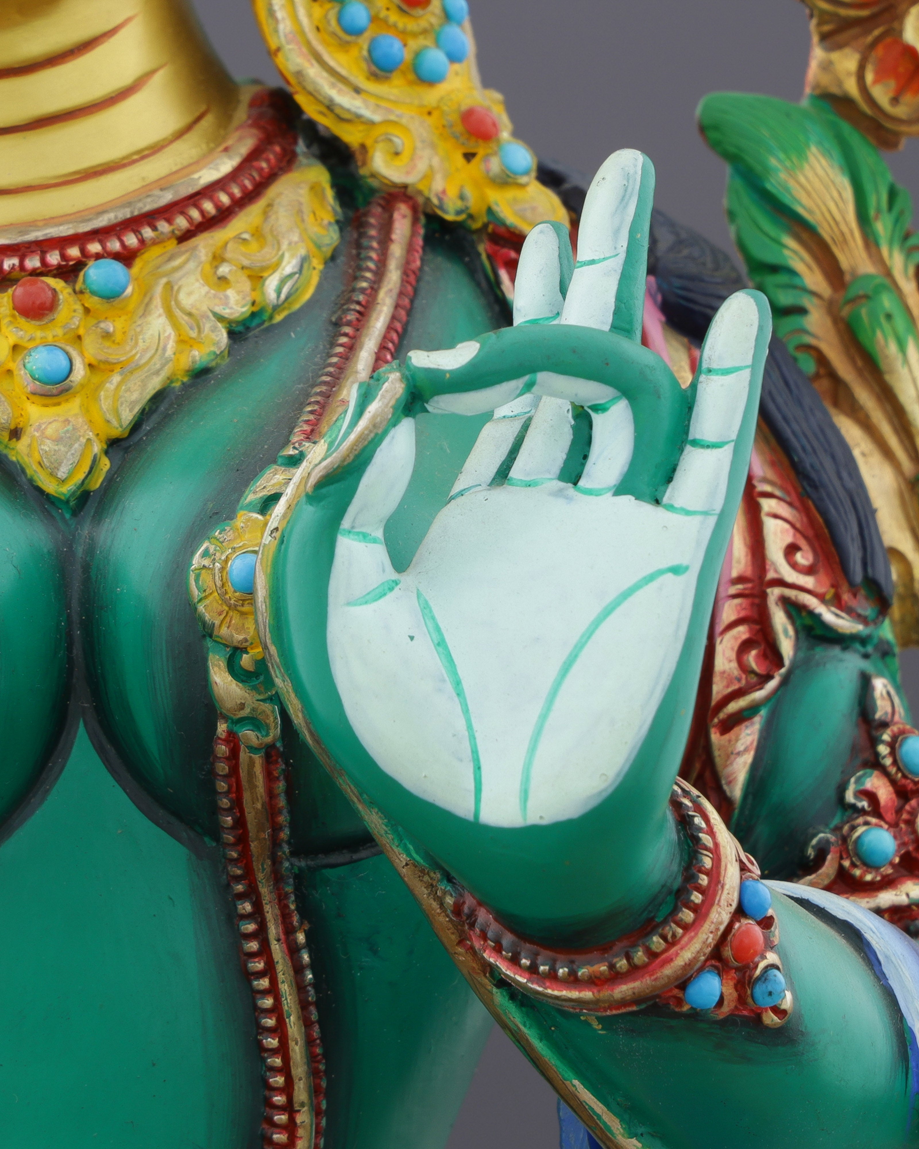Exquisite Handcrafted Green Tara Statue | A Divine Masterpiece from Nepal