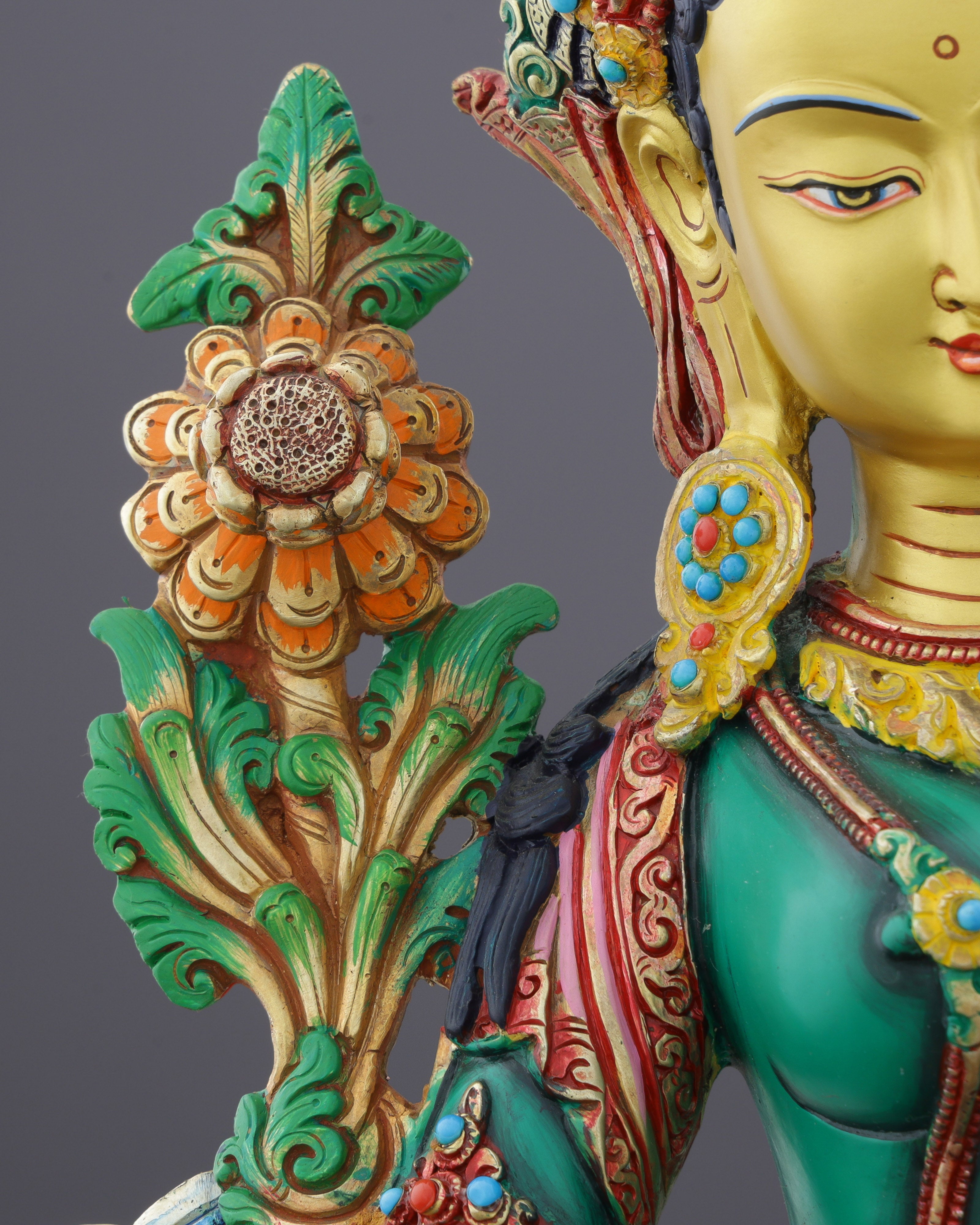 Exquisite Handcrafted Green Tara Statue | A Divine Masterpiece from Nepal
