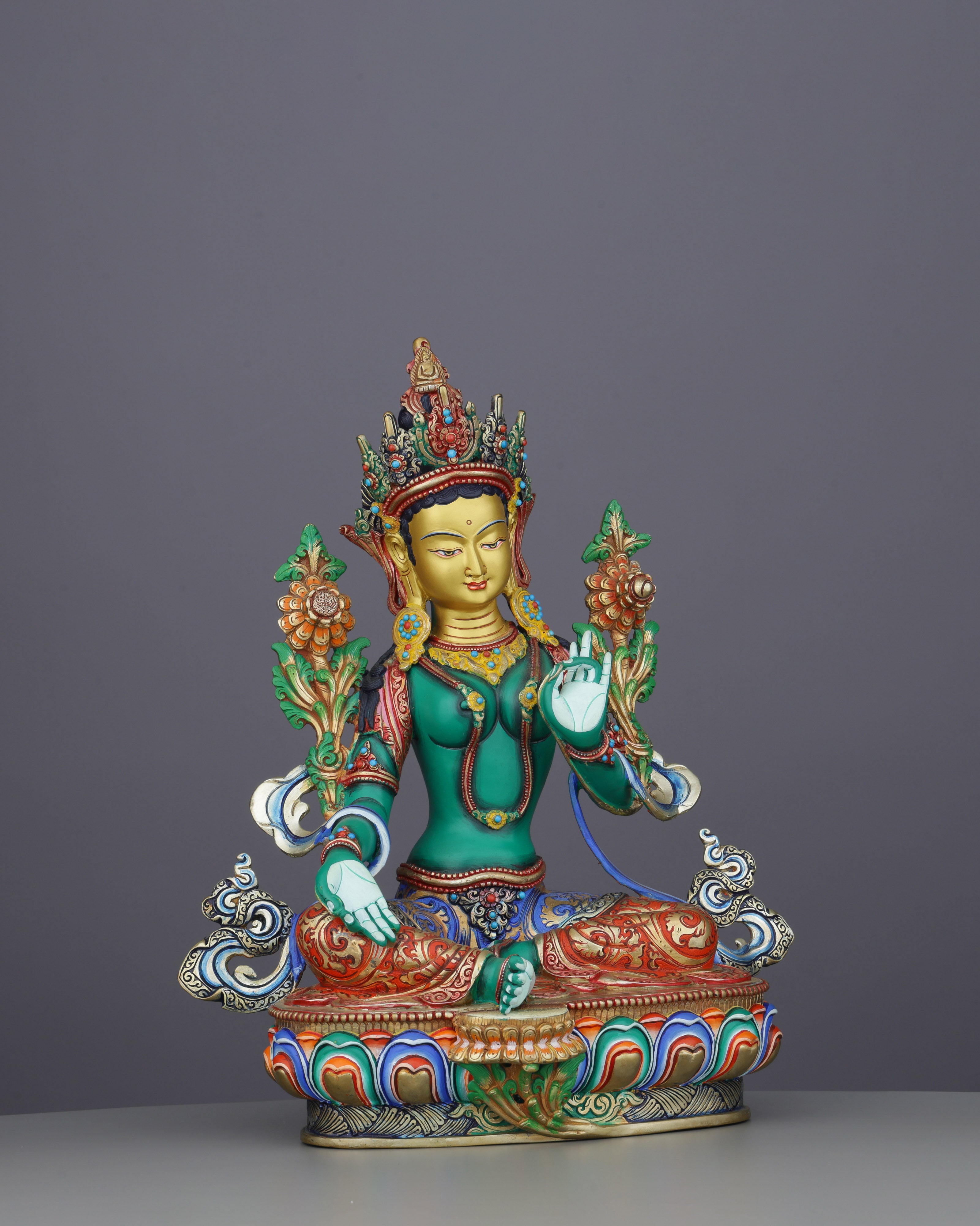 Exquisite Handcrafted Green Tara Statue | A Divine Masterpiece from Nepal