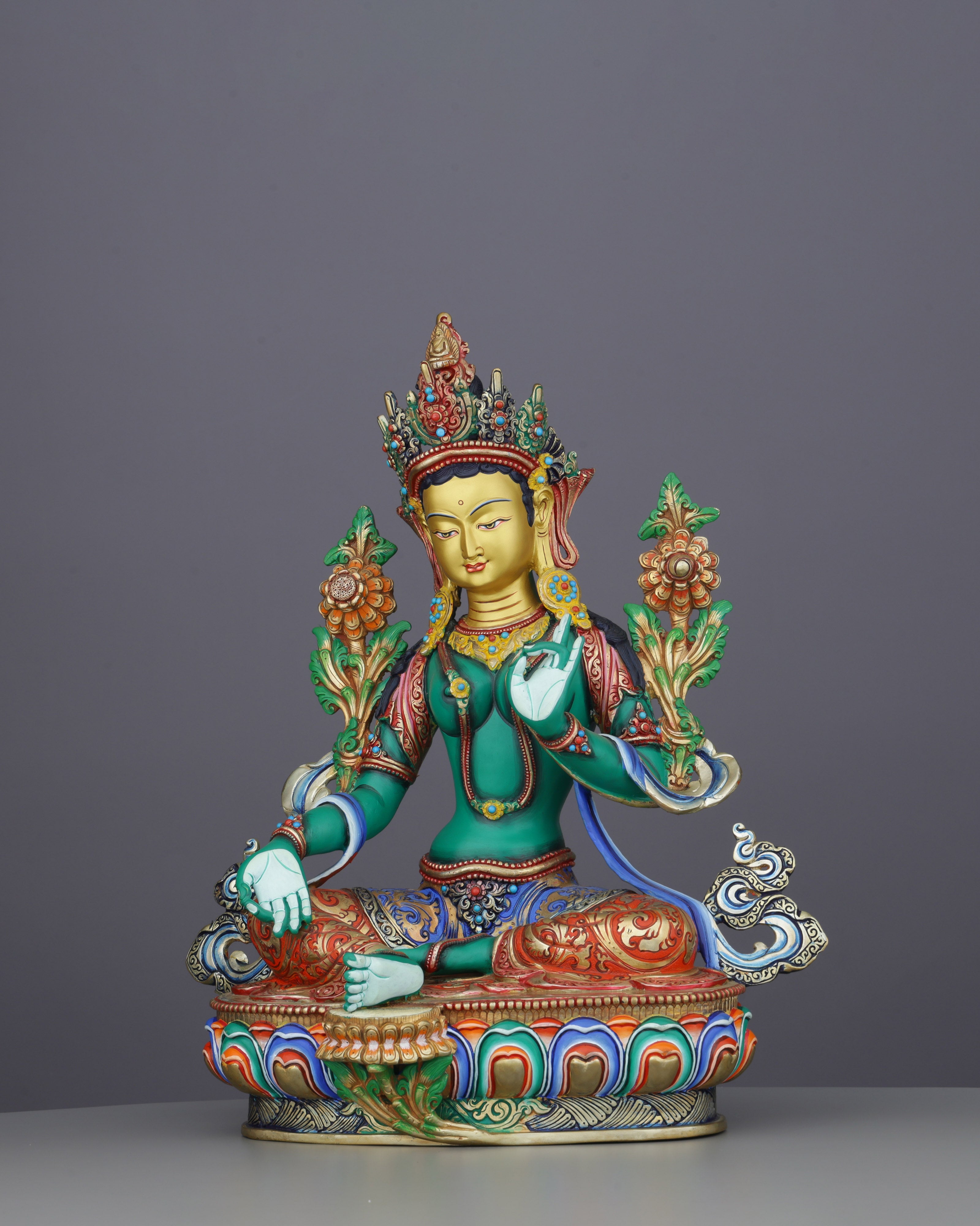 Exquisite Handcrafted Green Tara Statue | A Divine Masterpiece from Nepal