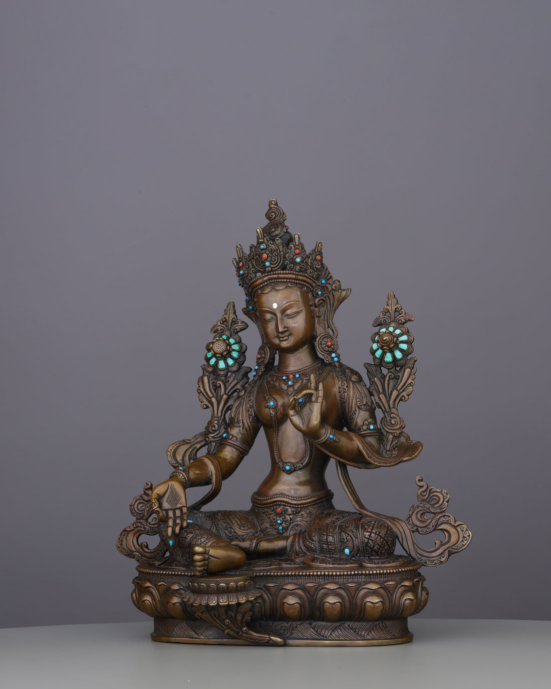 Oxidized Green Tara Statue | Timeless Nepalese Artisan Excellence - Handcrafted Buddhist Statue - Authentic Sacred Art