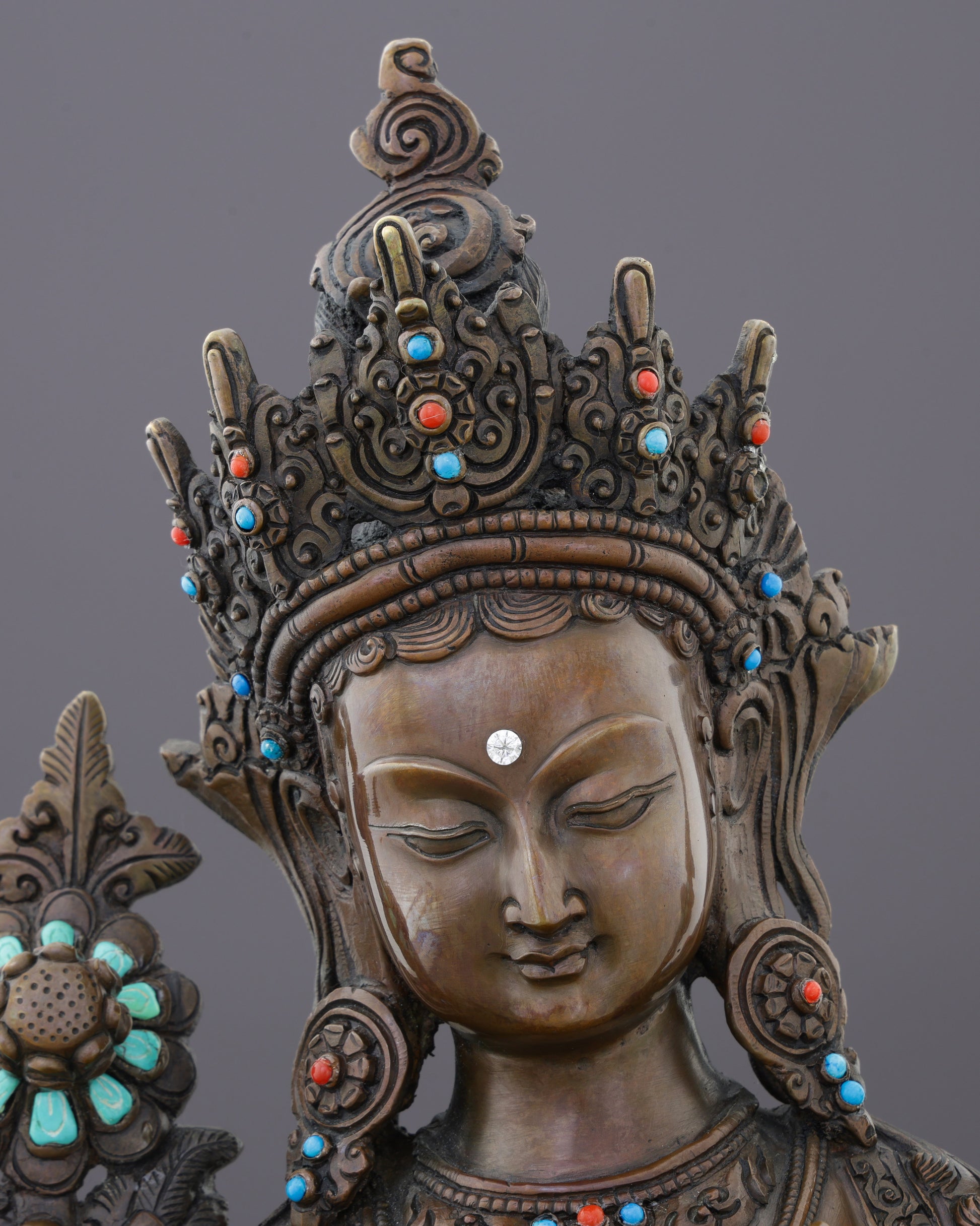 Oxidized Green Tara Statue | Timeless Nepalese Artisan Excellence - Authentic Handcrafted Statue