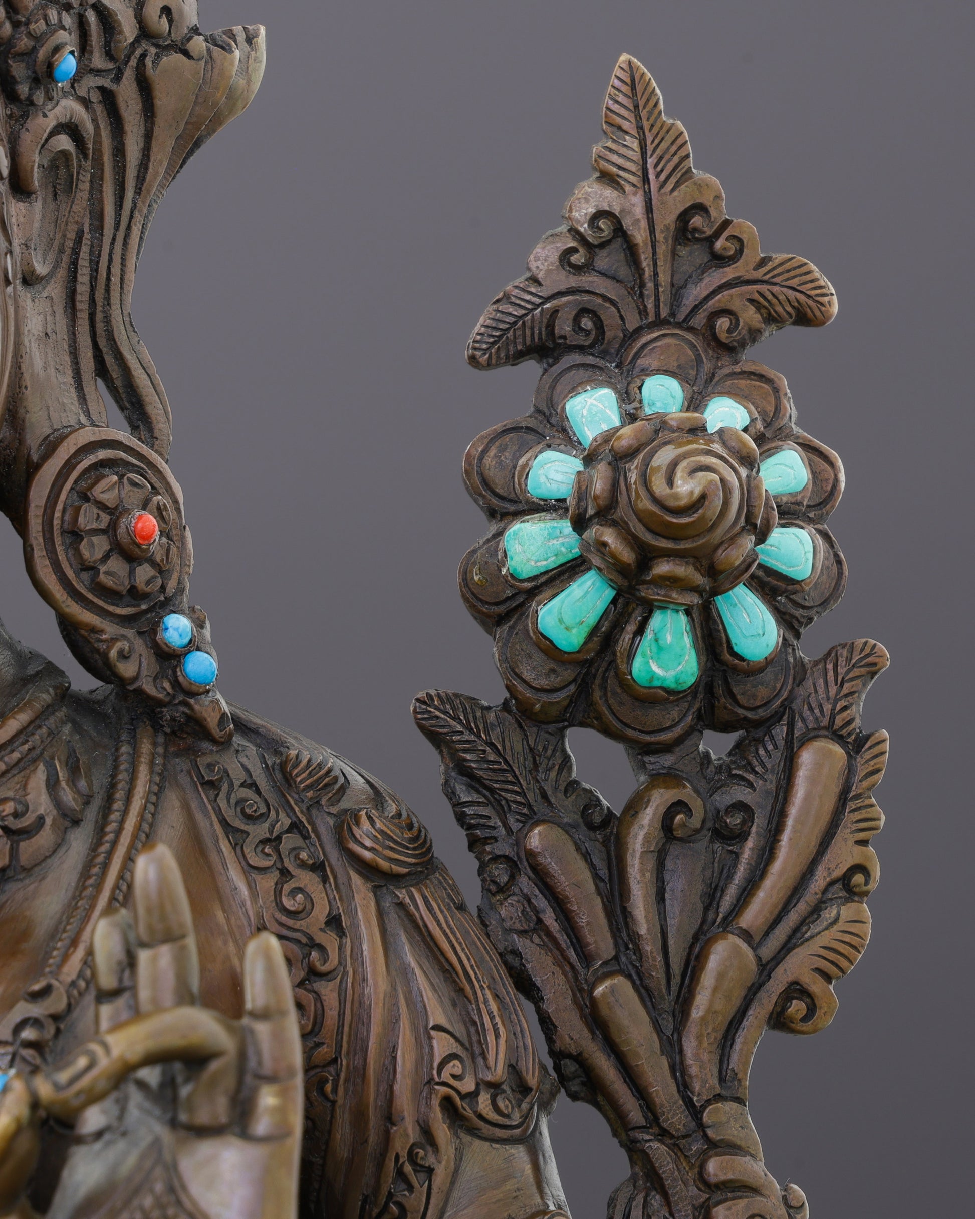 Oxidized Green Tara Statue | Timeless Nepalese Artisan Excellence - Authentic Handcrafted Statue