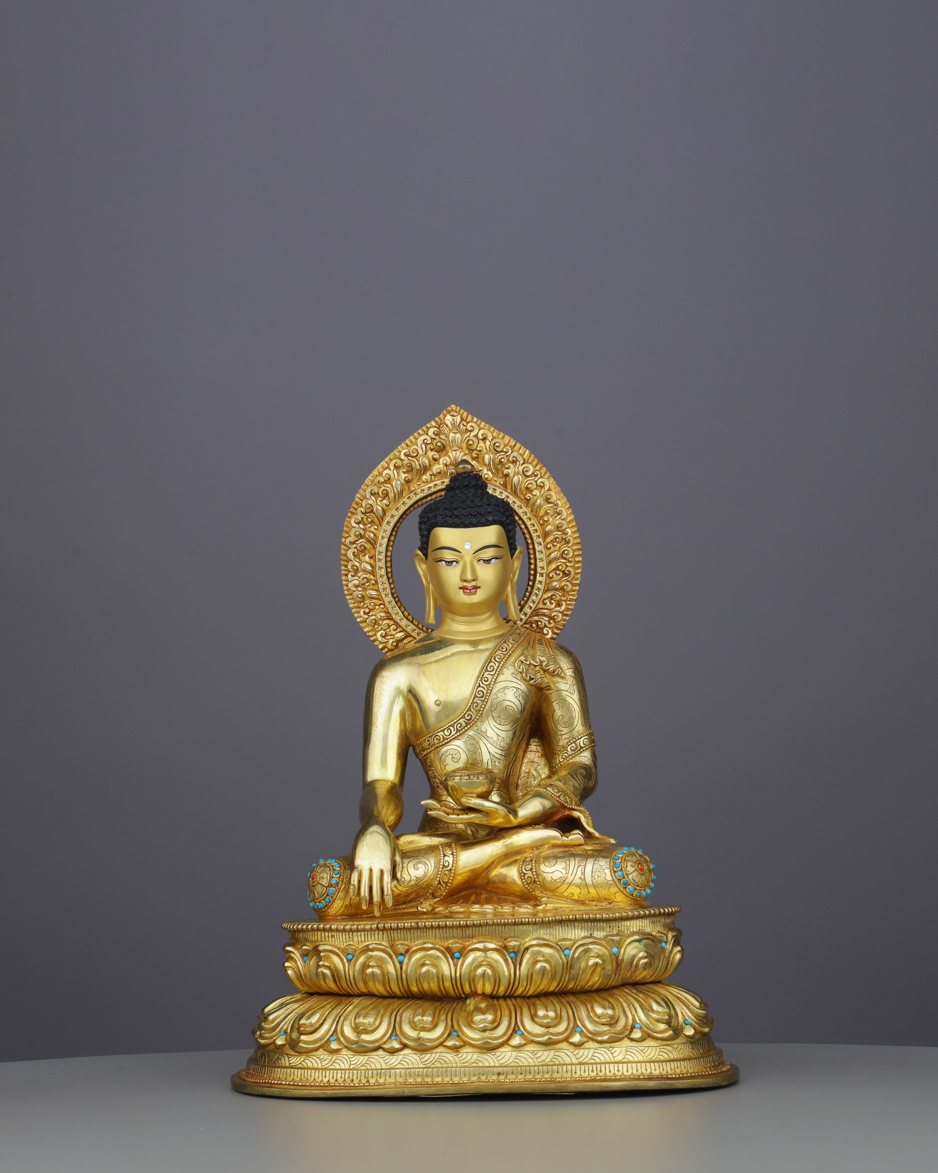 Radiant 24K Gold Sakyamuni Buddha Statue | Authentic Nepalese Enlightenment Sculpture