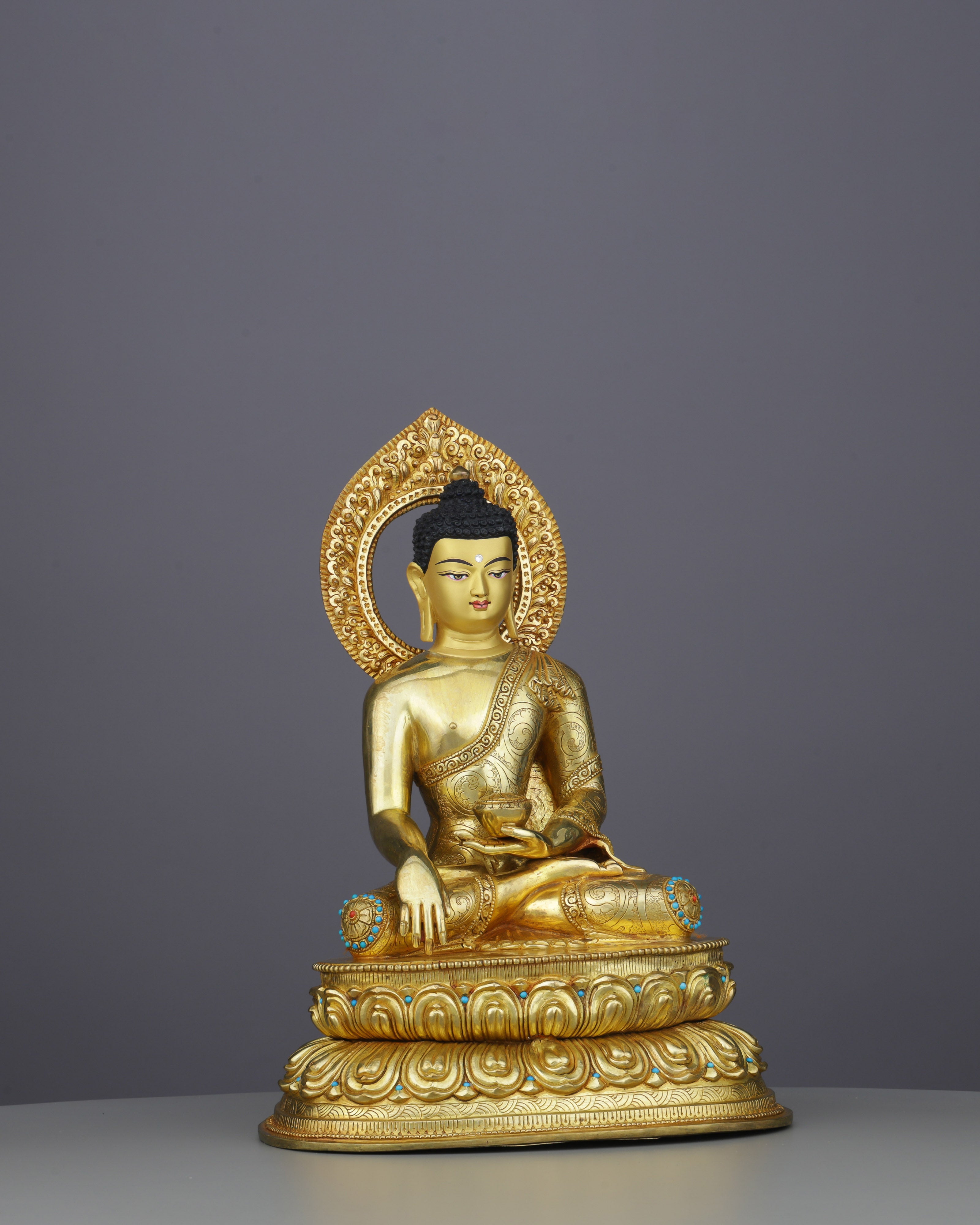 Radiant 24K Gold Sakyamuni Buddha Statue | Authentic Nepalese Enlightenment Sculpture
