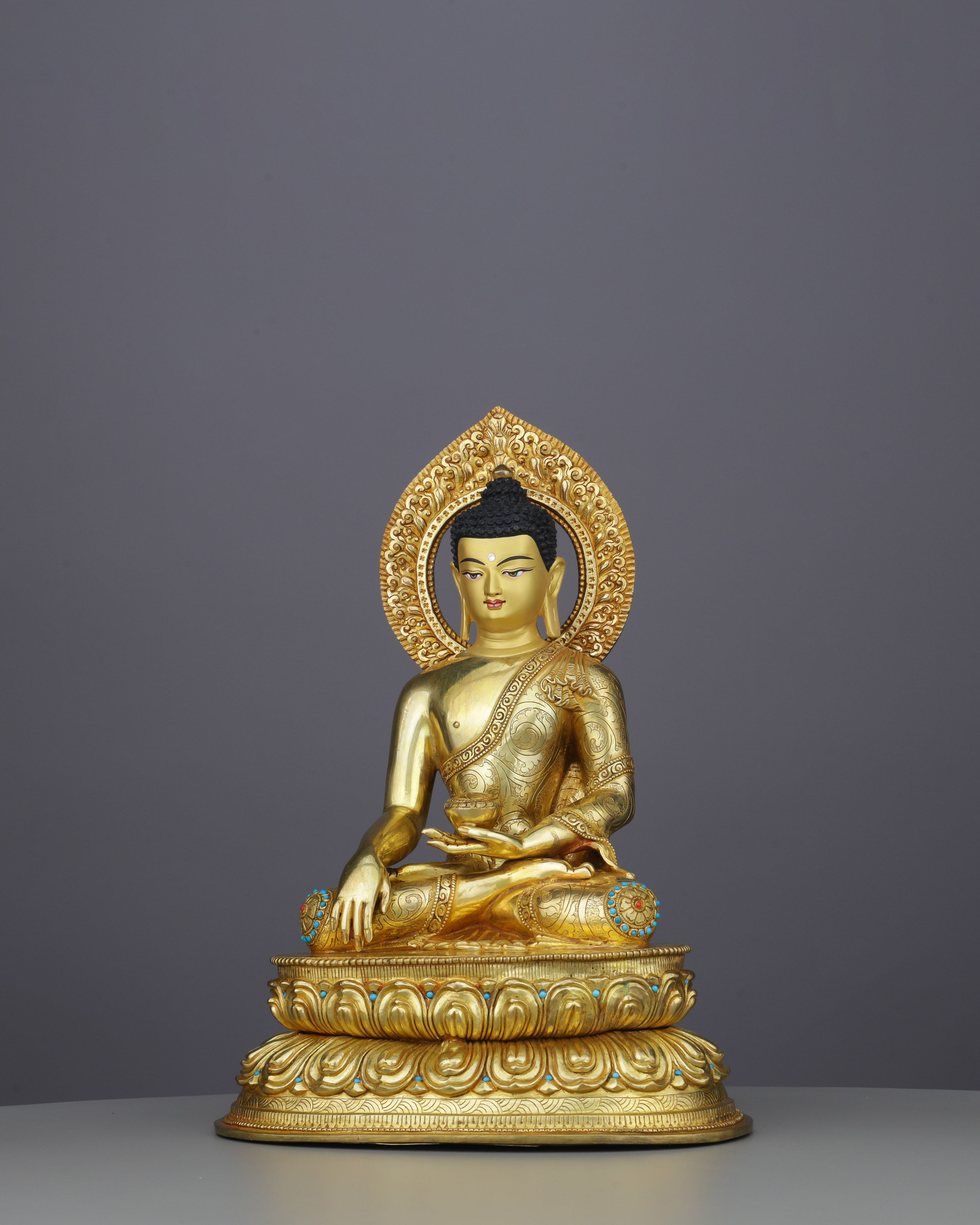 Radiant 24K Gold Sakyamuni Buddha Statue | Authentic Nepalese Enlightenment Sculpture