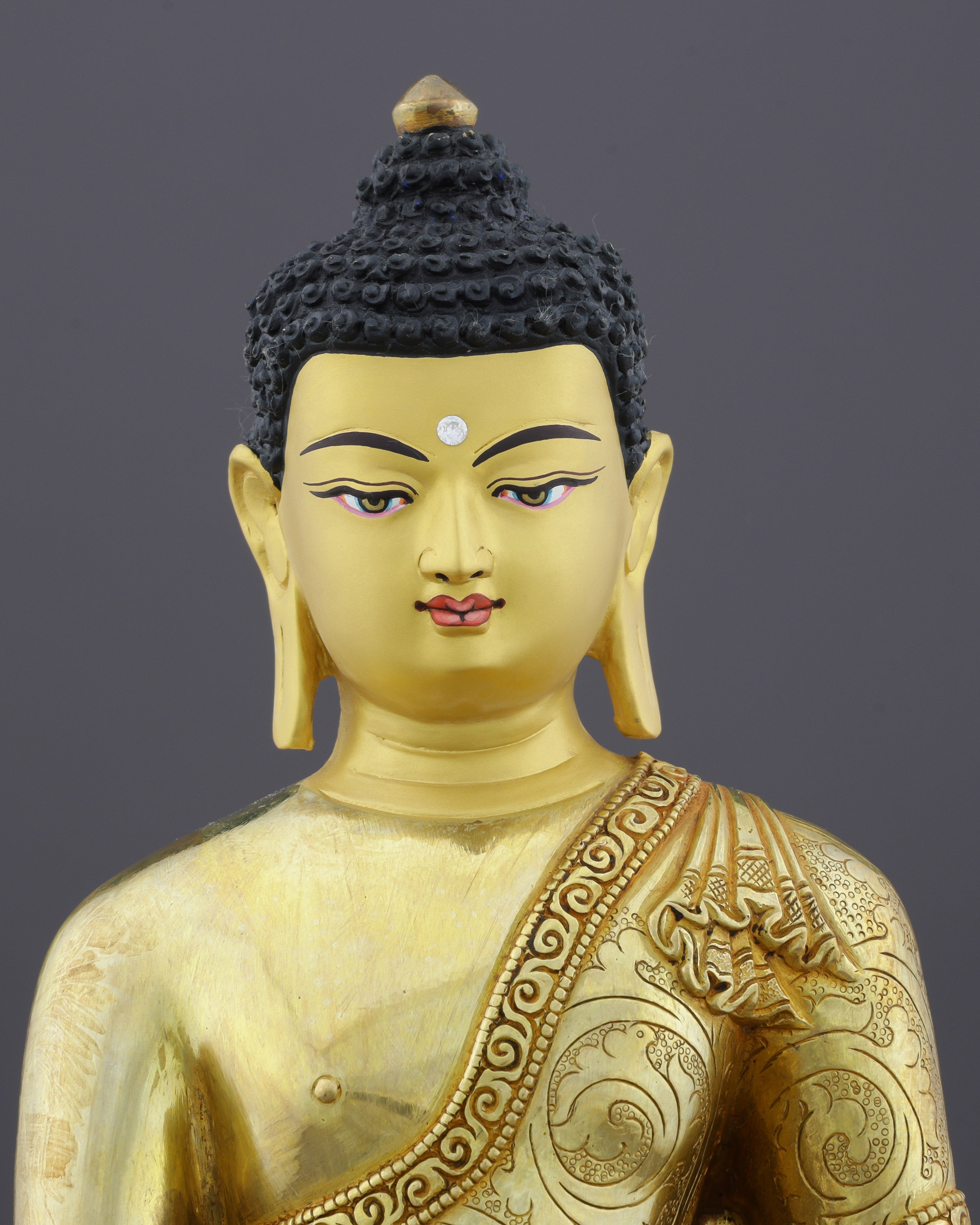 Radiant 24K Gold Sakyamuni Buddha Statue | Authentic Nepalese Enlightenment Sculpture