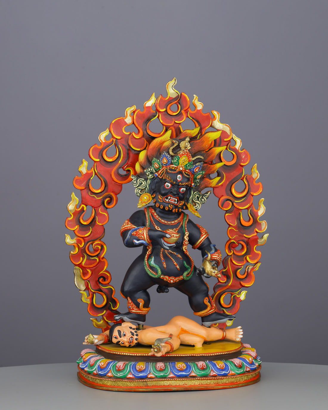 Powerful Black Dzambhala Statue | Nepalese Masterpiece of Prosperity and Protection - Handcrafted Buddhist Statue - Authentic Sacred Art