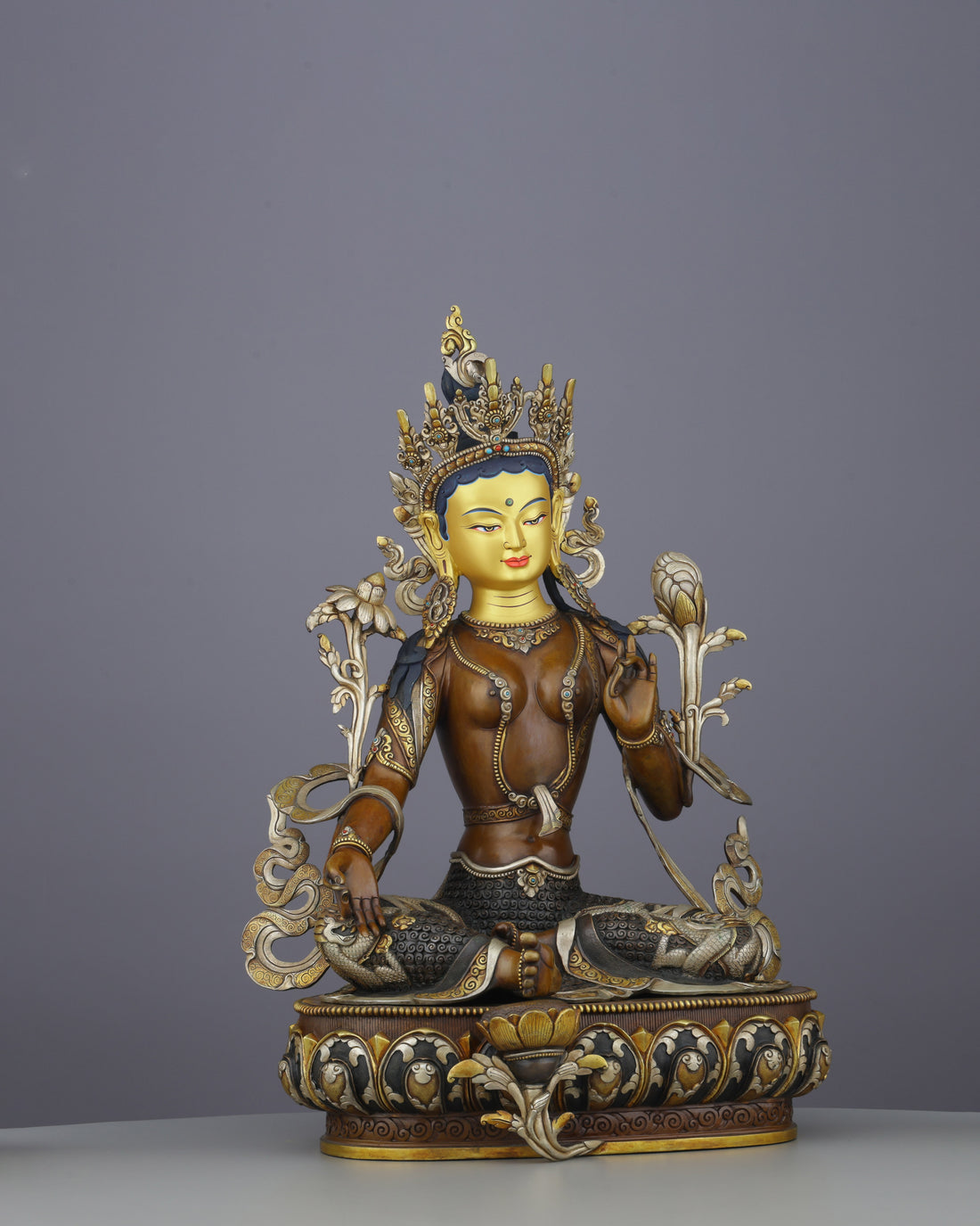 Exquisite Oxidized Green Tara Statue | Guardian of Swift Compassion - Handcrafted Buddhist Statue - Authentic Sacred Art