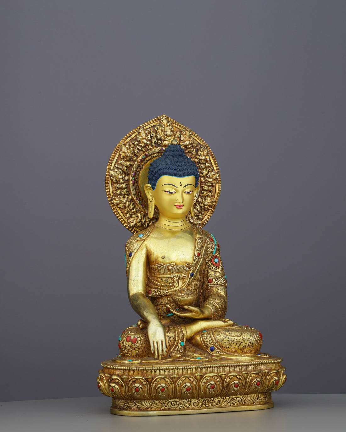 Resplendent 24K Gold Gilded Shakyamuni Buddha | The Enlightened One - Handcrafted Buddhist Statue - Authentic Sacred Art