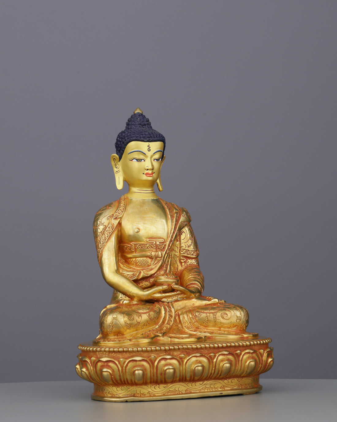 Luminous 24K Gold Gilded Amitabha Buddha | Lord of Infinite Light - Handcrafted Buddhist Statue - Authentic Sacred Art