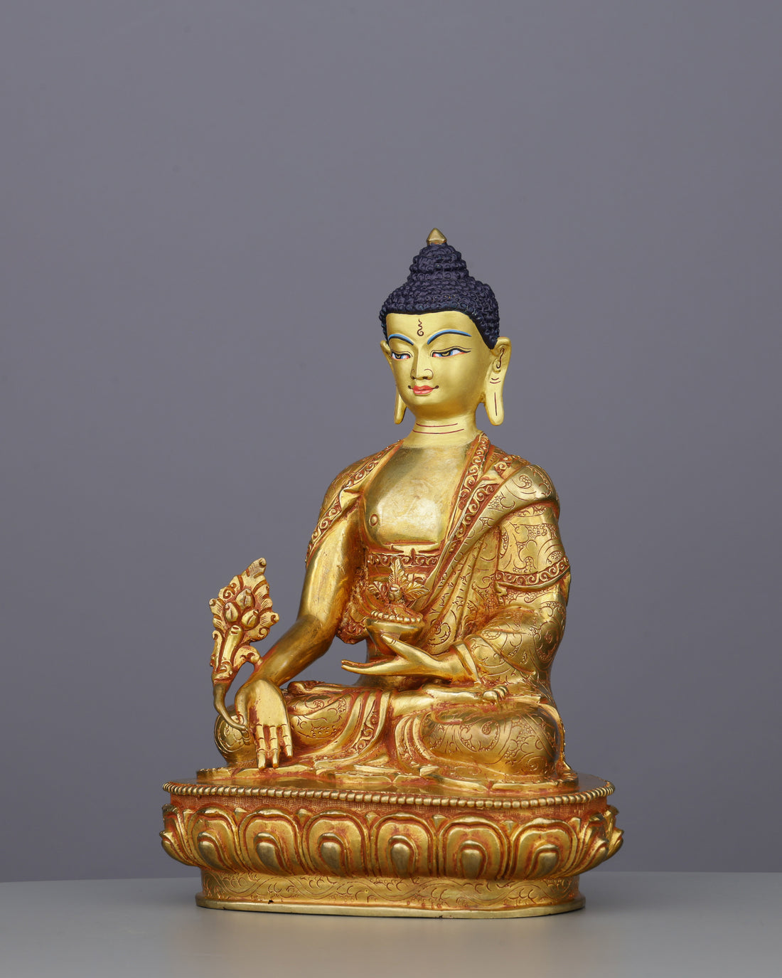 Radiant 24K Gold Gilded Medicine Buddha | The Supreme Healer - Handcrafted Buddhist Statue - Authentic Sacred Art