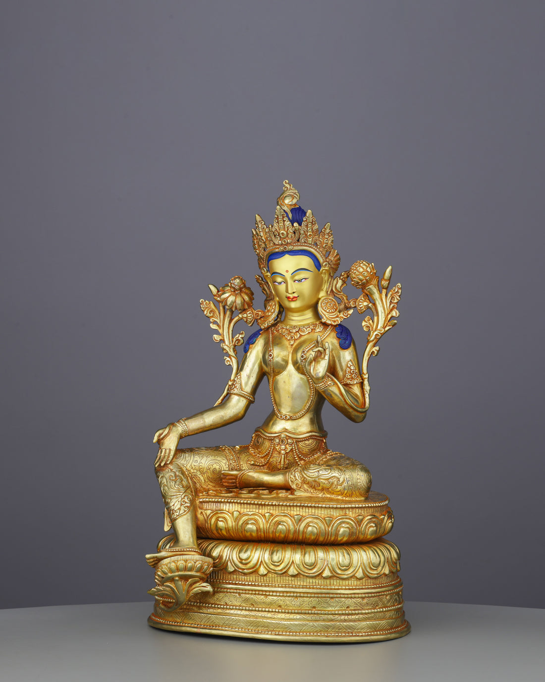 Gilded Green Tara Statue | Handcrafted Nepalese Masterpiece of Compassion - Handcrafted Buddhist Statue - Authentic Sacred Art