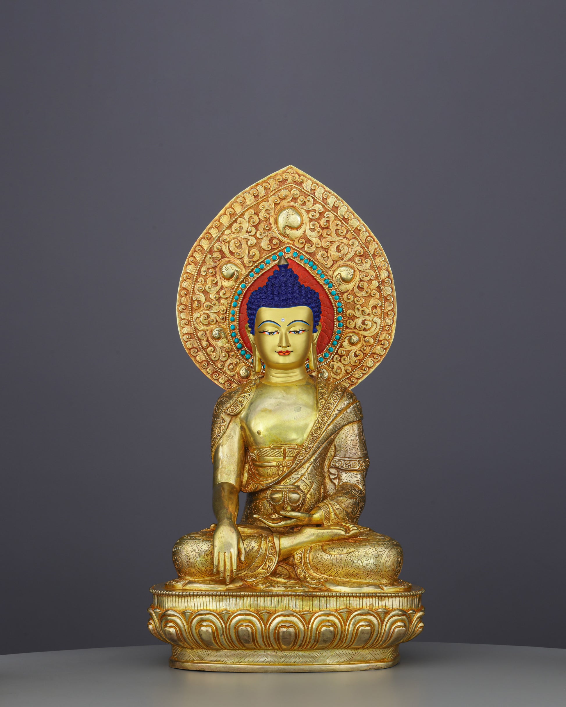 Magnificent Sakyamuni Buddha Statue | Nepalese Heritage in Pure Gold - Authentic Handcrafted Statue