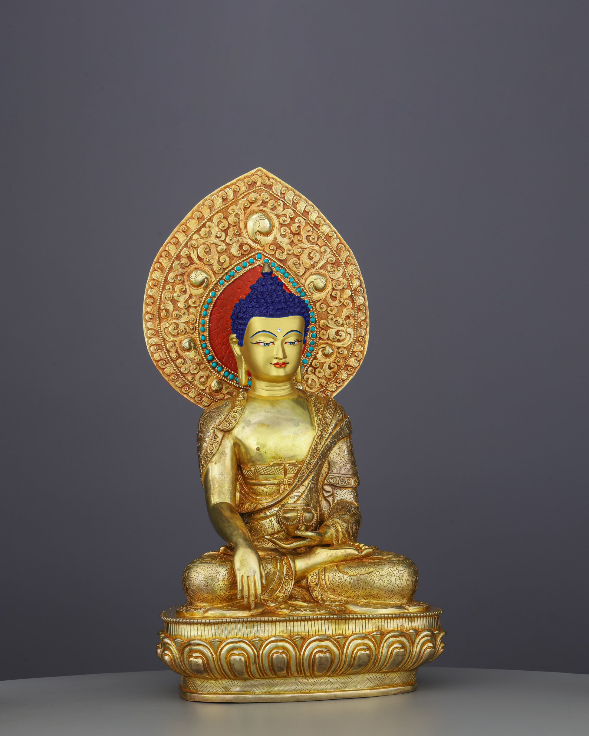 Magnificent Sakyamuni Buddha Statue | Nepalese Heritage in Pure Gold - Authentic Handcrafted Statue