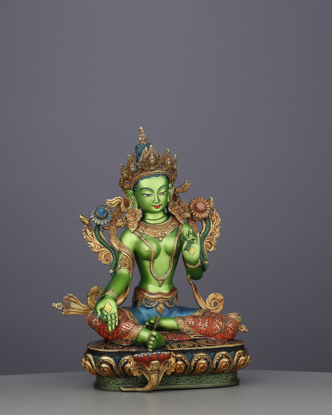 Exquisite Handcrafted Green Tara Statue | A Masterpiece of Nepalese Artistry - Handcrafted Buddhist Statue - Authentic Sacred Art