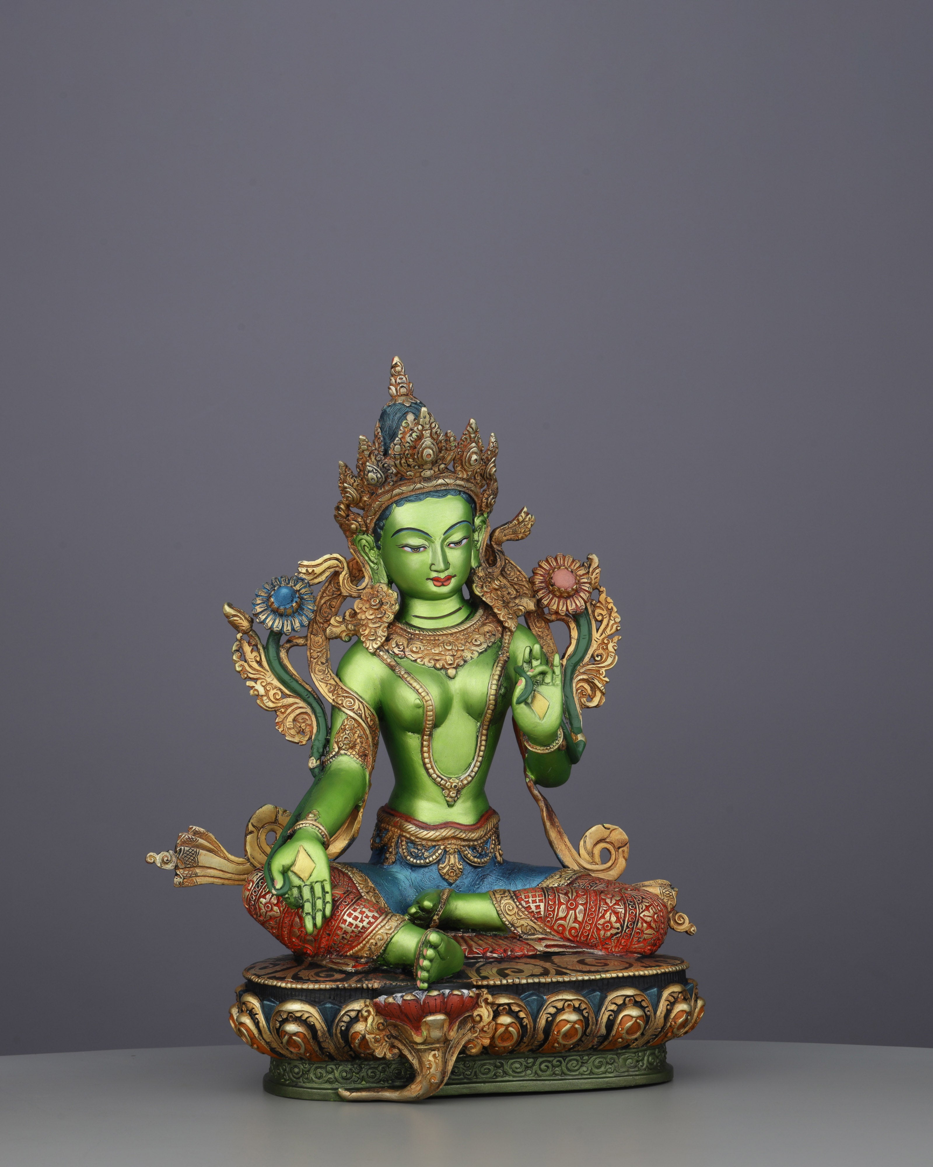 Exquisite Handcrafted Green Tara Statue | A Masterpiece of Nepalese Artistry