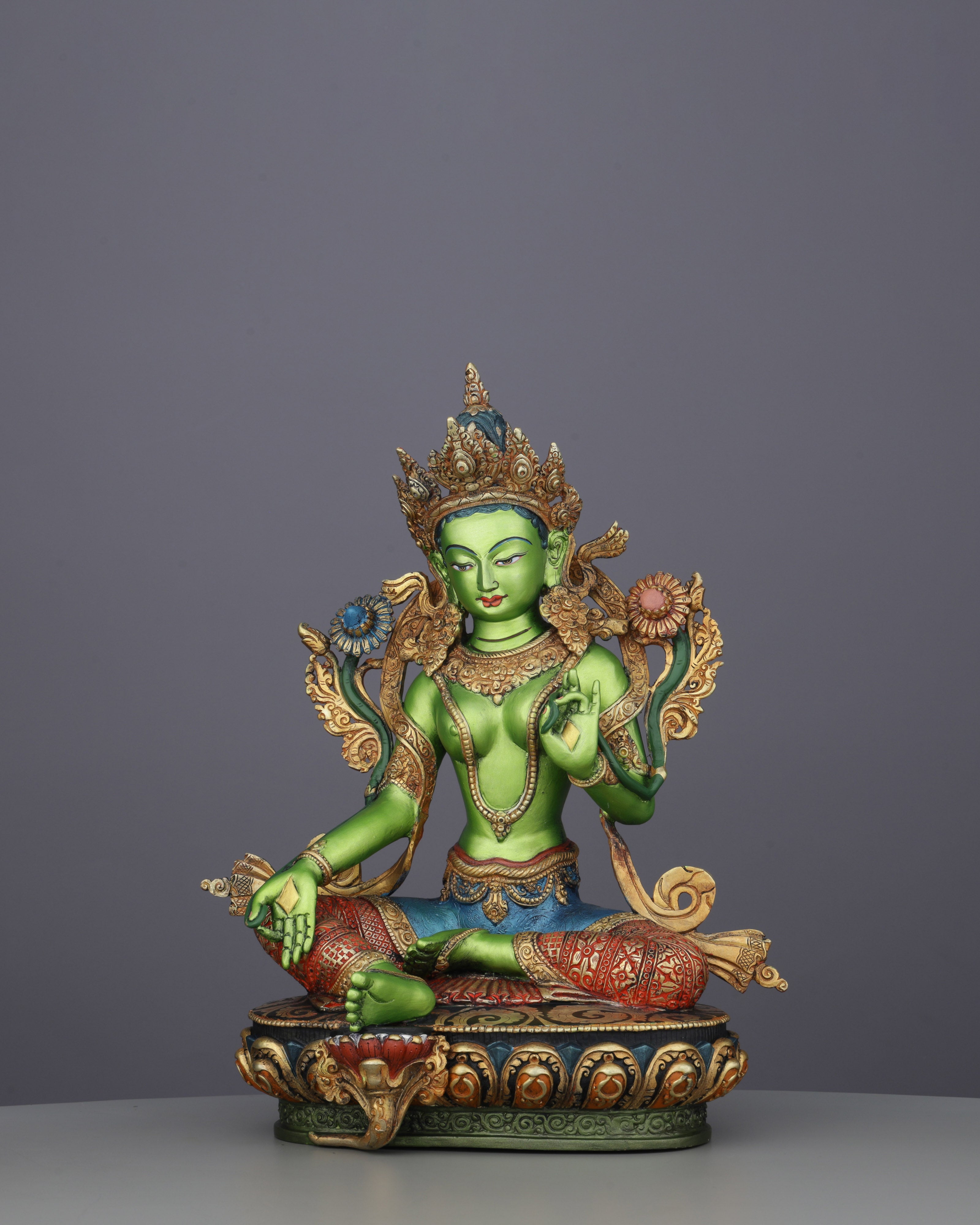 Exquisite Handcrafted Green Tara Statue | A Masterpiece of Nepalese Artistry