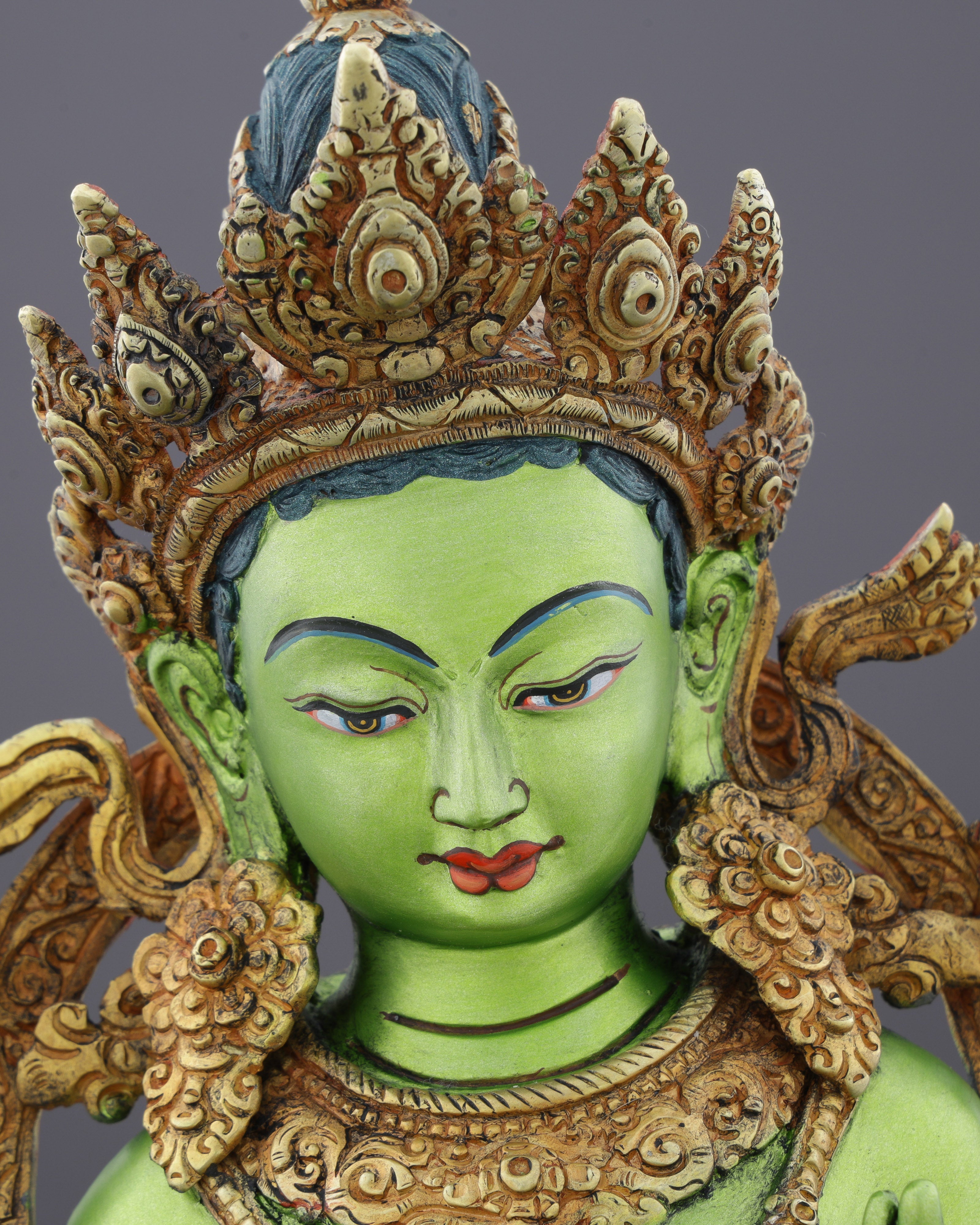 Exquisite Handcrafted Green Tara Statue | A Masterpiece of Nepalese Artistry