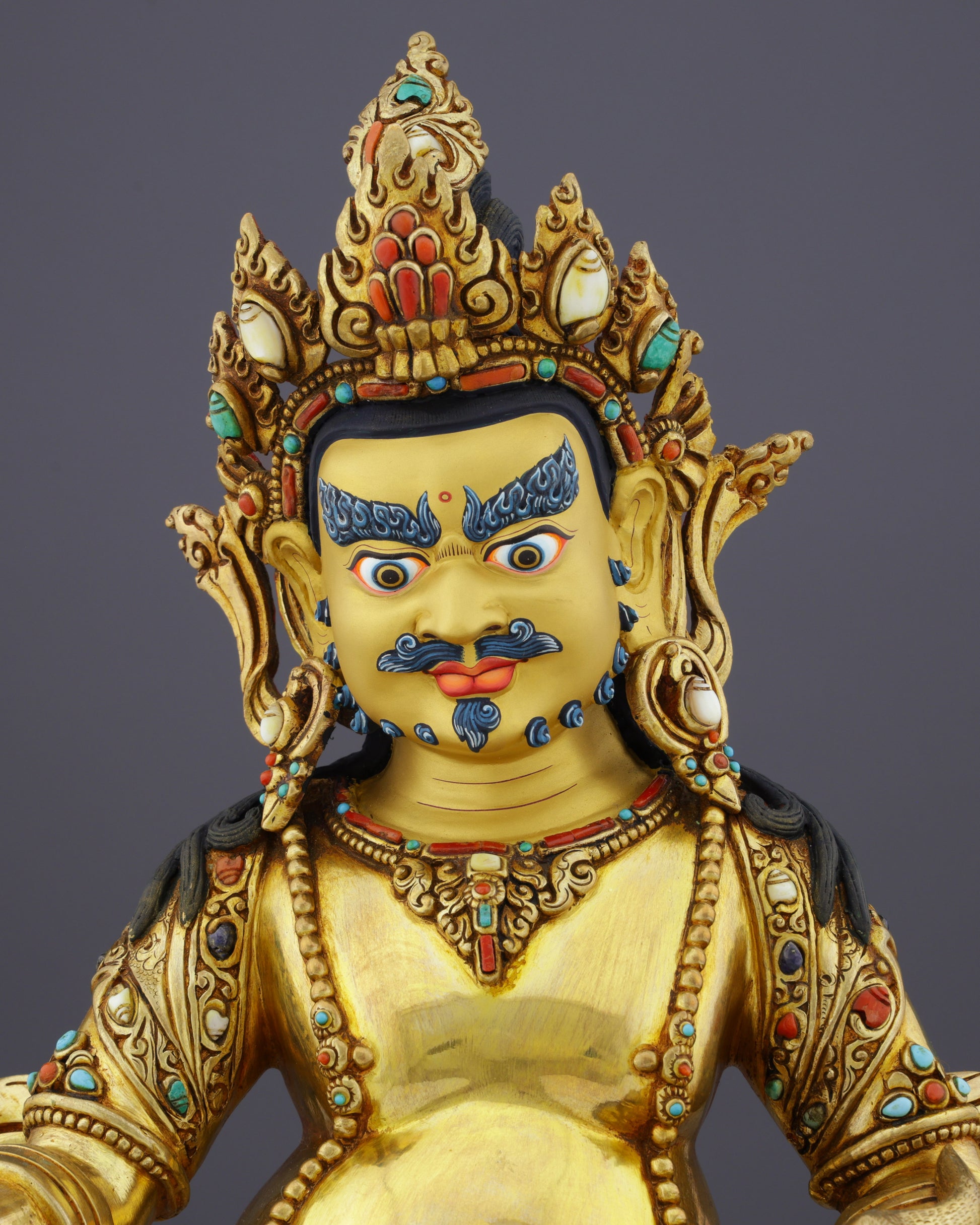 Handcrafted Nepalese Dzambhala Statue | Wealth Deity in Golden Splendor - Authentic Handcrafted Statue