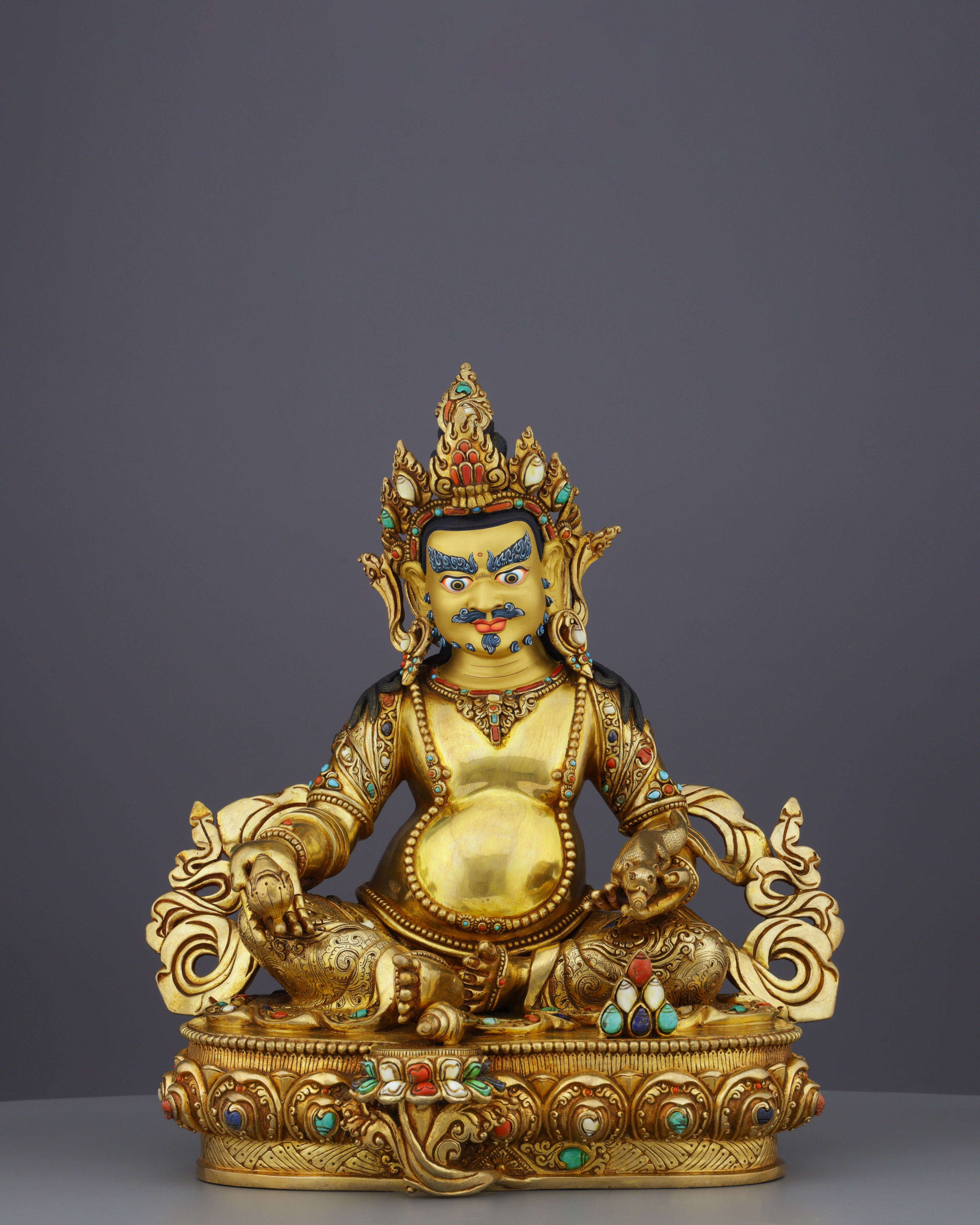Handcrafted Nepalese Dzambhala Statue | Wealth Deity in Golden Splendor