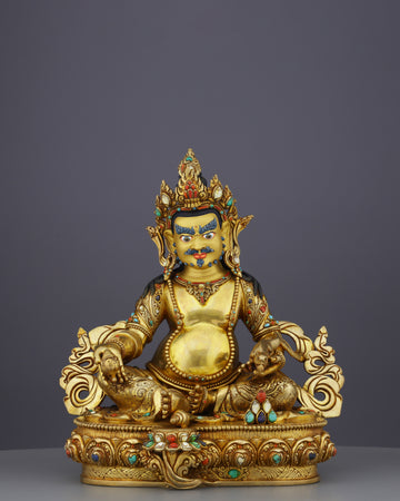 Handcrafted Nepalese Dzambhala Statue | Wealth Deity in Golden Splendor