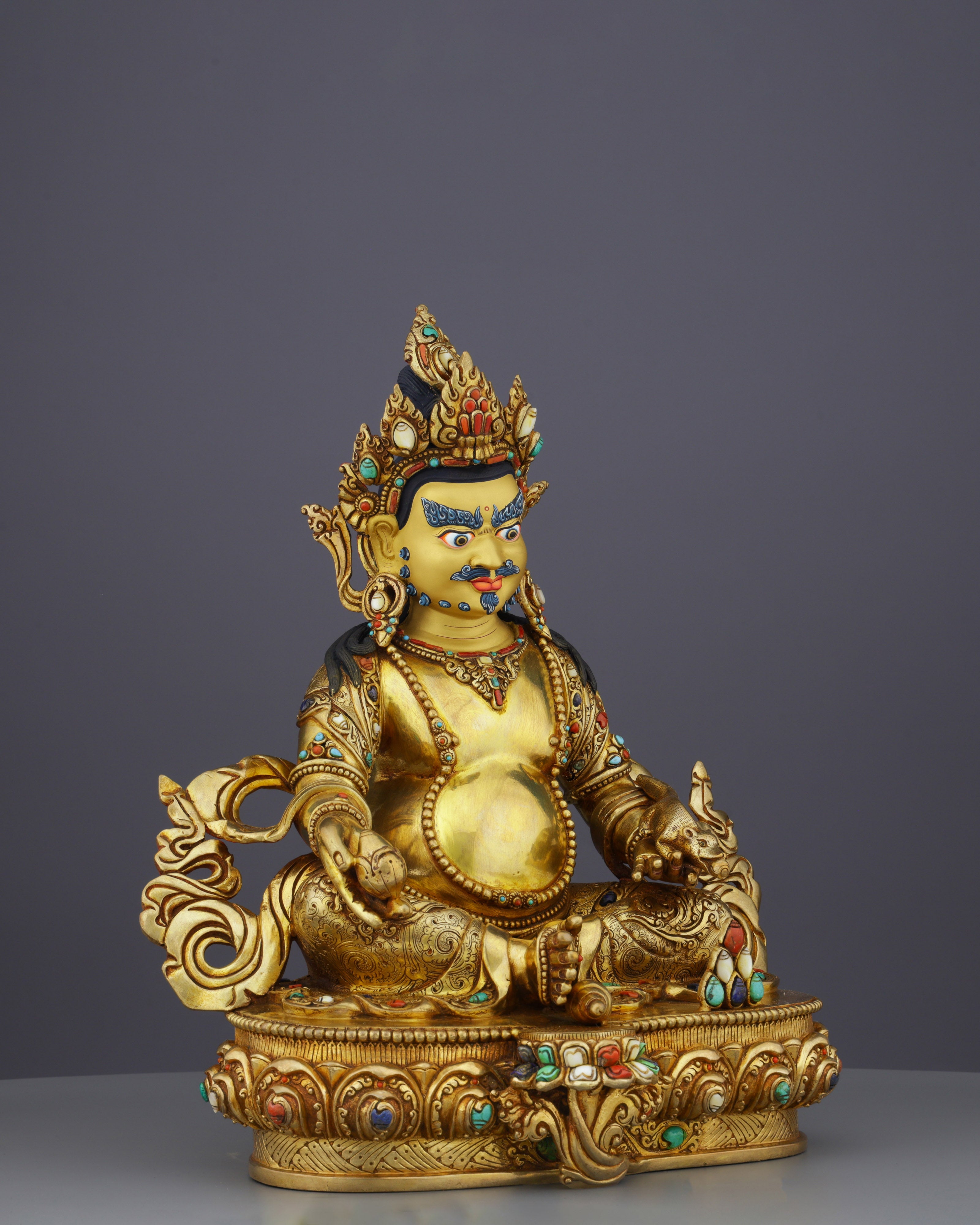 Handcrafted Nepalese Dzambhala Statue | Wealth Deity in Golden Splendor