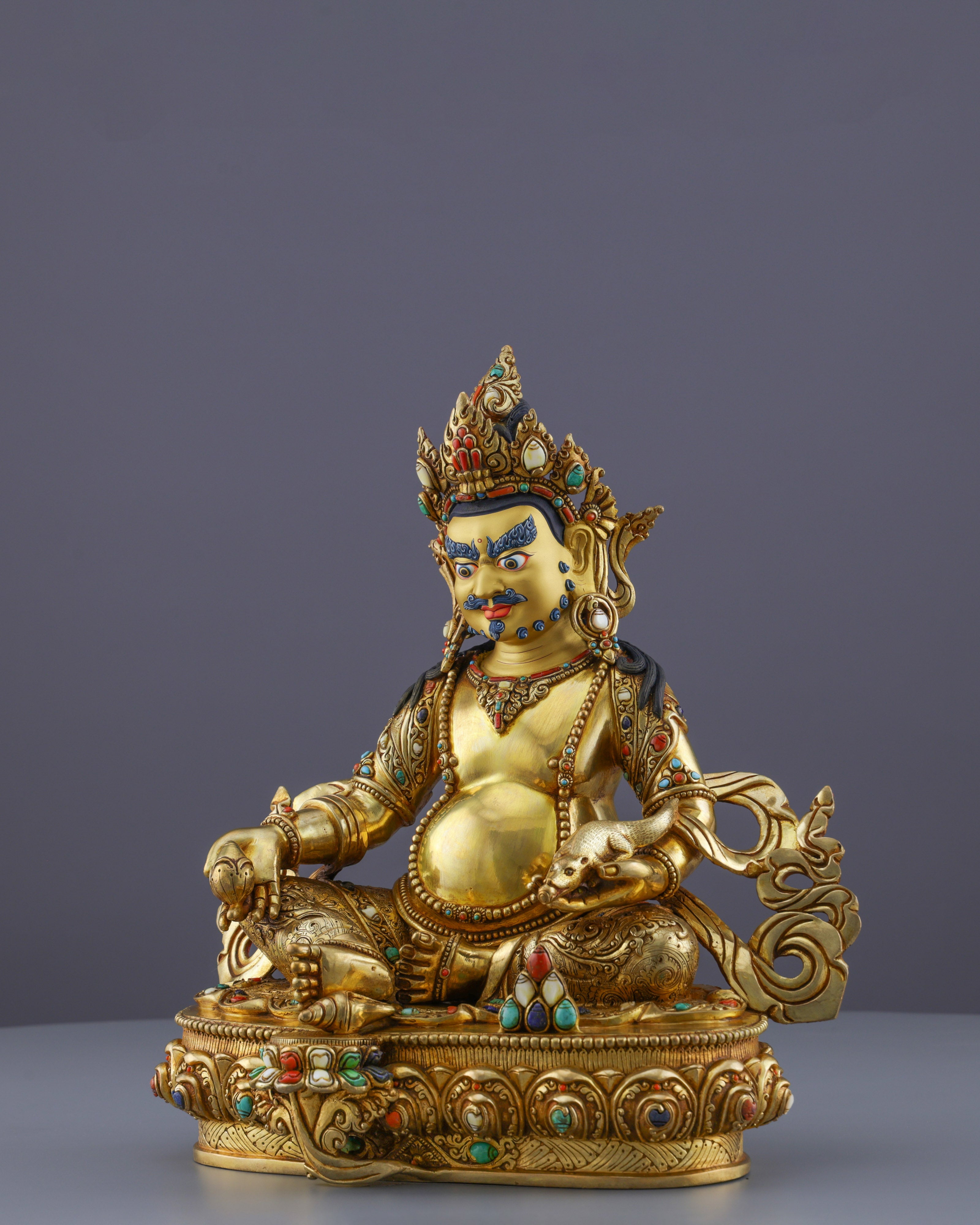 Handcrafted Nepalese Dzambhala Statue | Wealth Deity in Golden Splendor