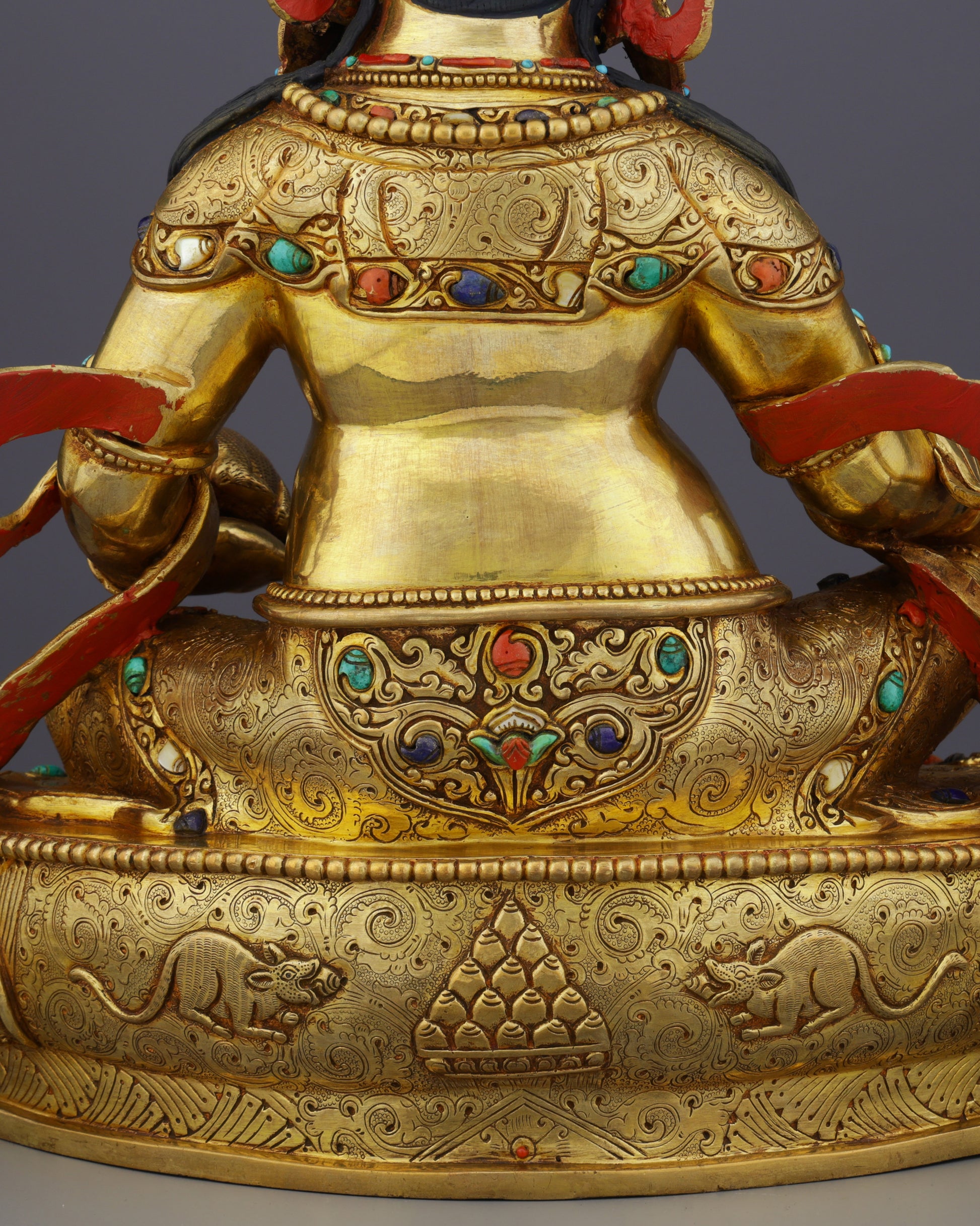 Handcrafted Nepalese Dzambhala Statue | Wealth Deity in Golden Splendor - Authentic Handcrafted Statue