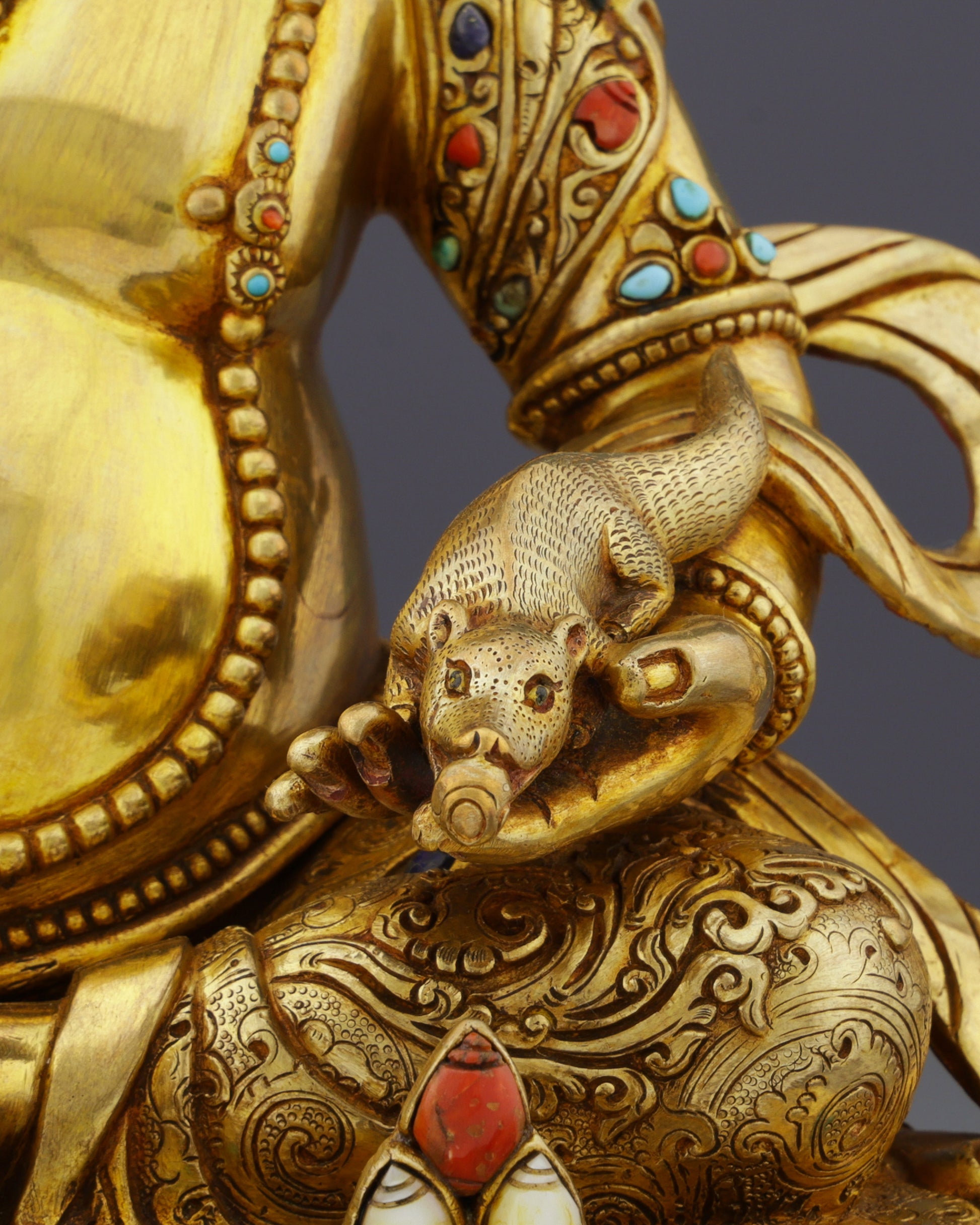 Handcrafted Nepalese Dzambhala Statue | Wealth Deity in Golden Splendor - Authentic Handcrafted Statue