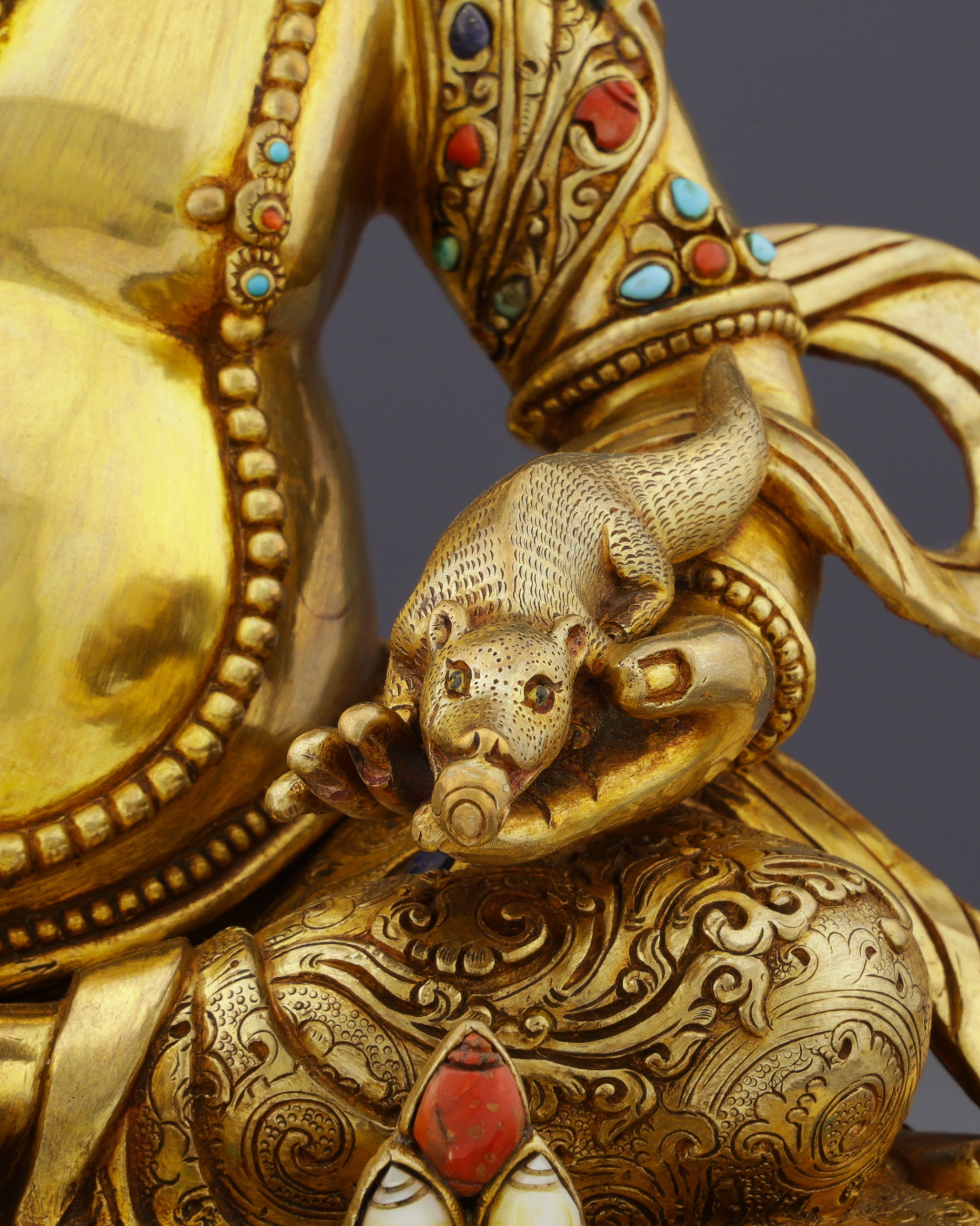Handcrafted Nepalese Dzambhala Statue | Wealth Deity in Golden Splendor