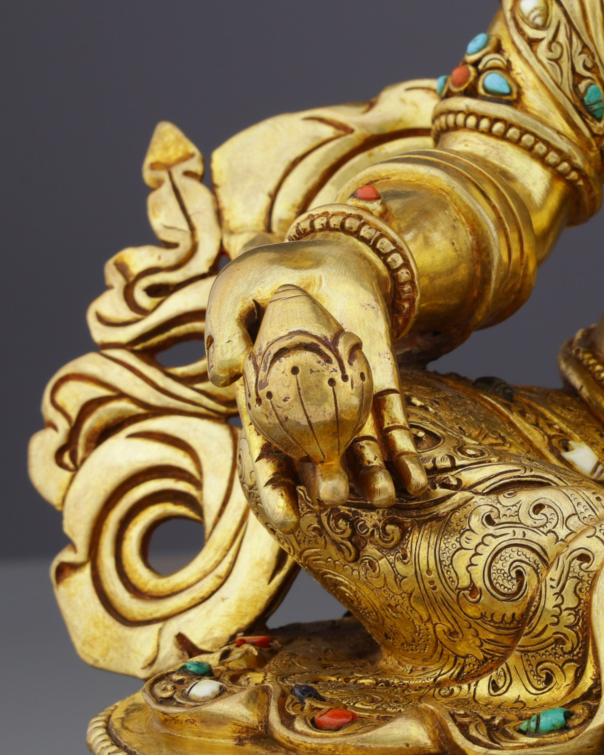 Handcrafted Nepalese Dzambhala Statue | Wealth Deity in Golden Splendor - Authentic Handcrafted Statue