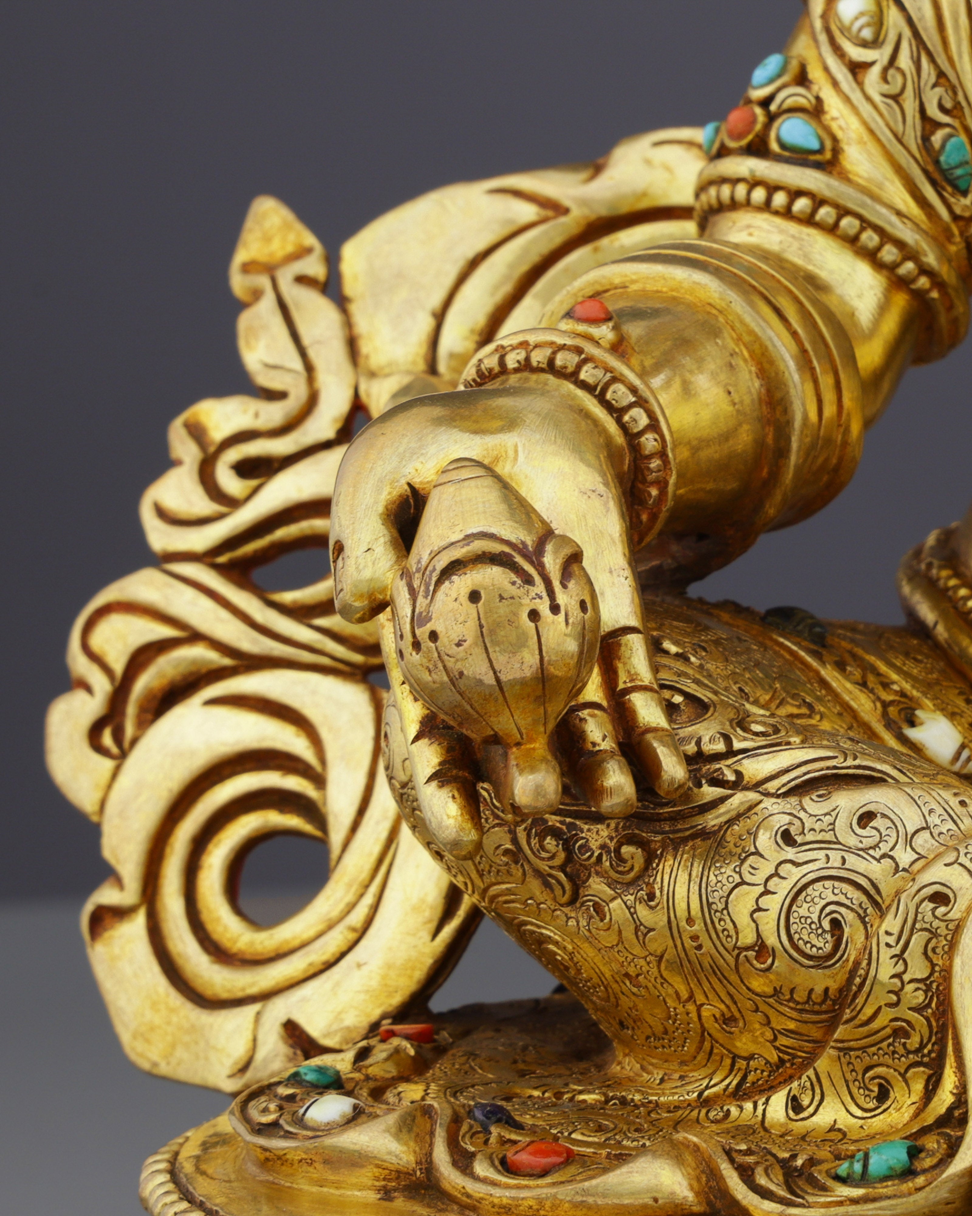 Handcrafted Nepalese Dzambhala Statue | Wealth Deity in Golden Splendor