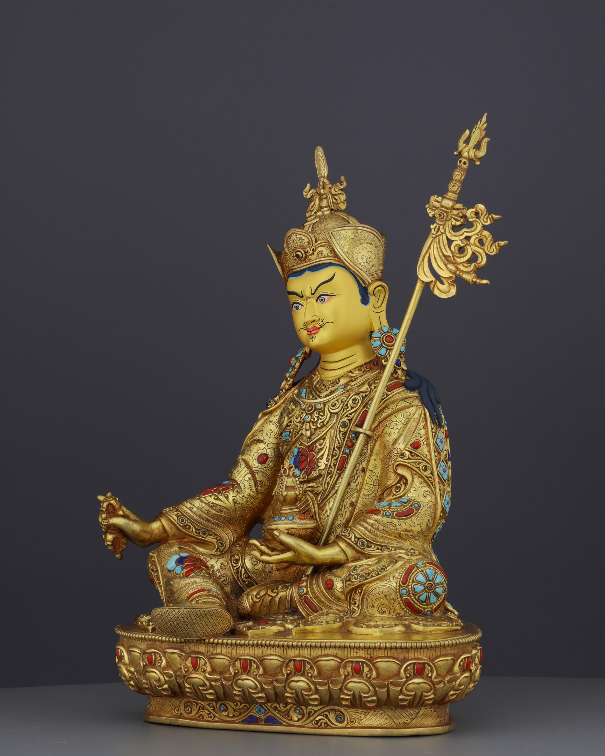 Exquisite Handcrafted Guru Rinpoche Statue | A Sacred Tibetan Buddhist Masterpiece - Authentic Handcrafted Statue