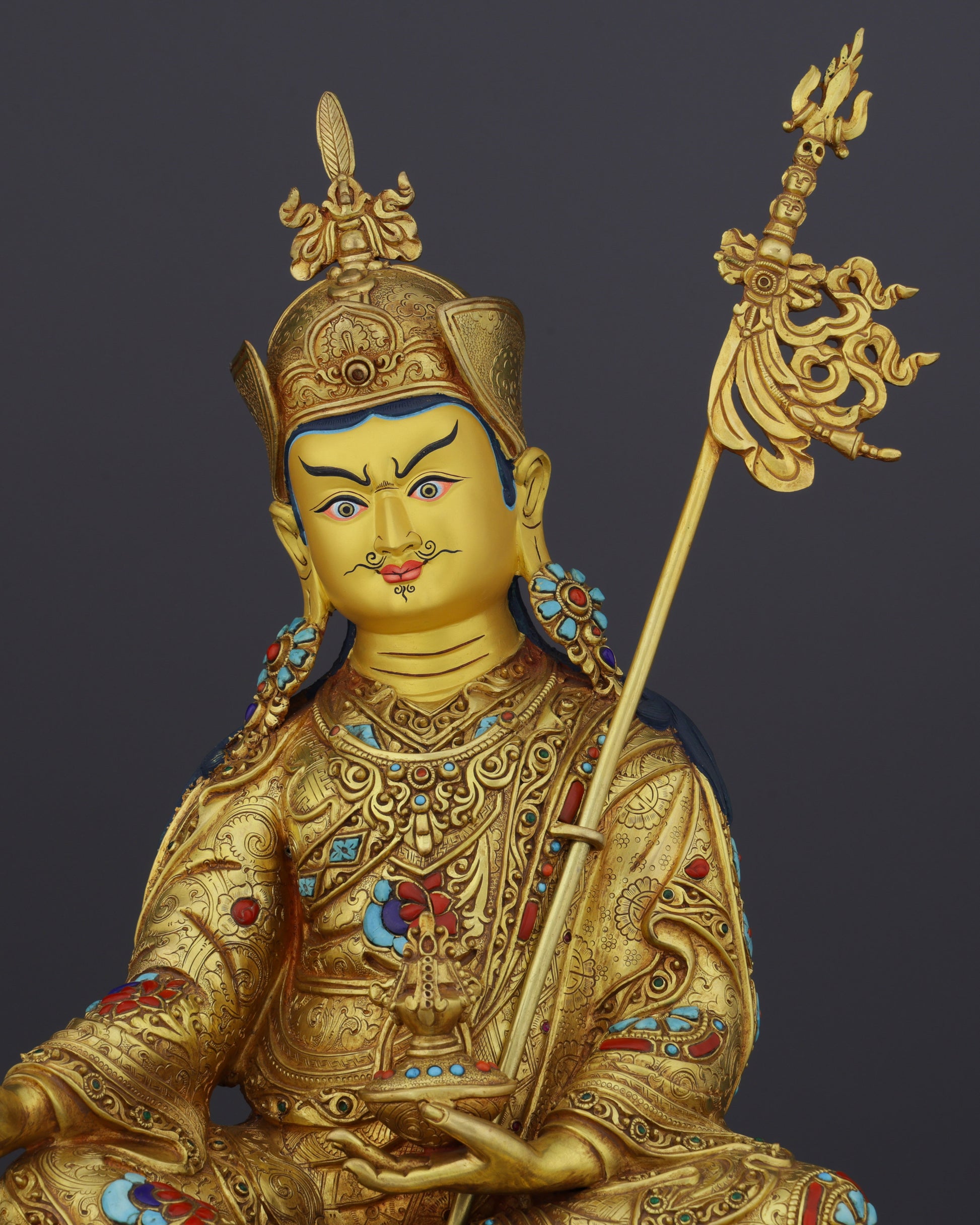 Exquisite Handcrafted Guru Rinpoche Statue | A Sacred Tibetan Buddhist Masterpiece - Authentic Handcrafted Statue