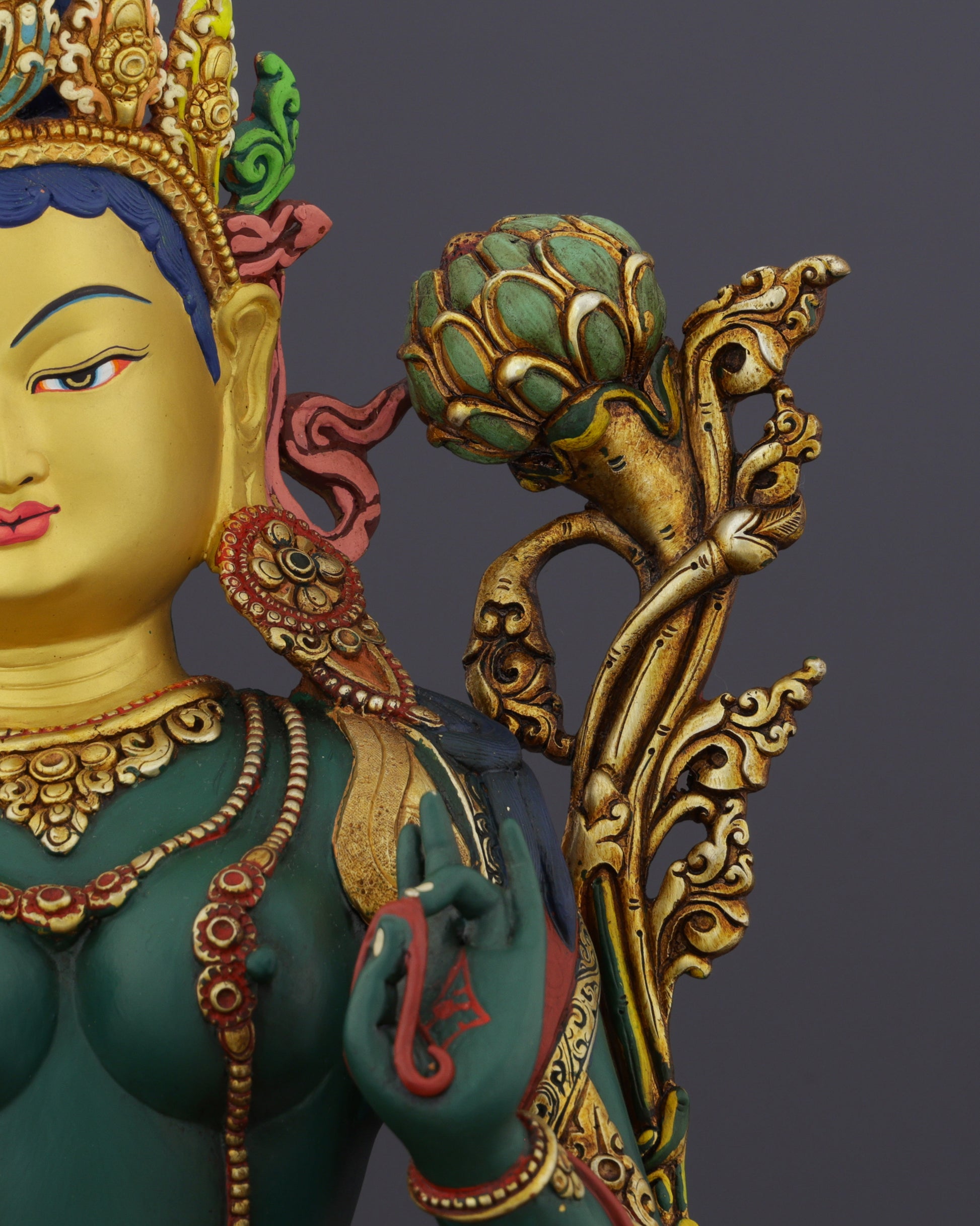 Exquisite Nepalese Handmade Green Tara Statue | A Masterpiece of Spiritual Artistry - Authentic Handcrafted Statue