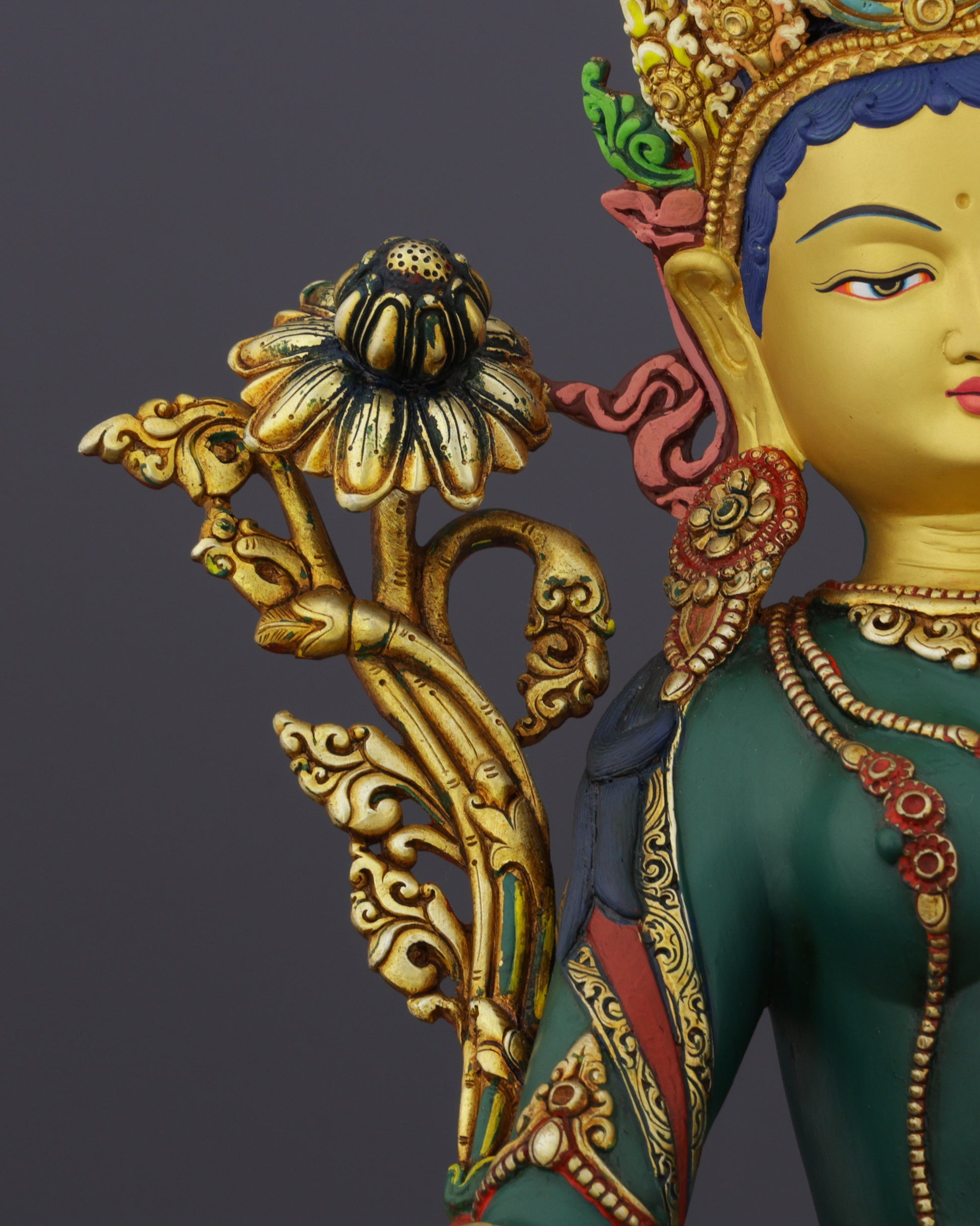 Exquisite Nepalese Handmade Green Tara Statue | A Masterpiece of Spiritual Artistry - Authentic Handcrafted Statue