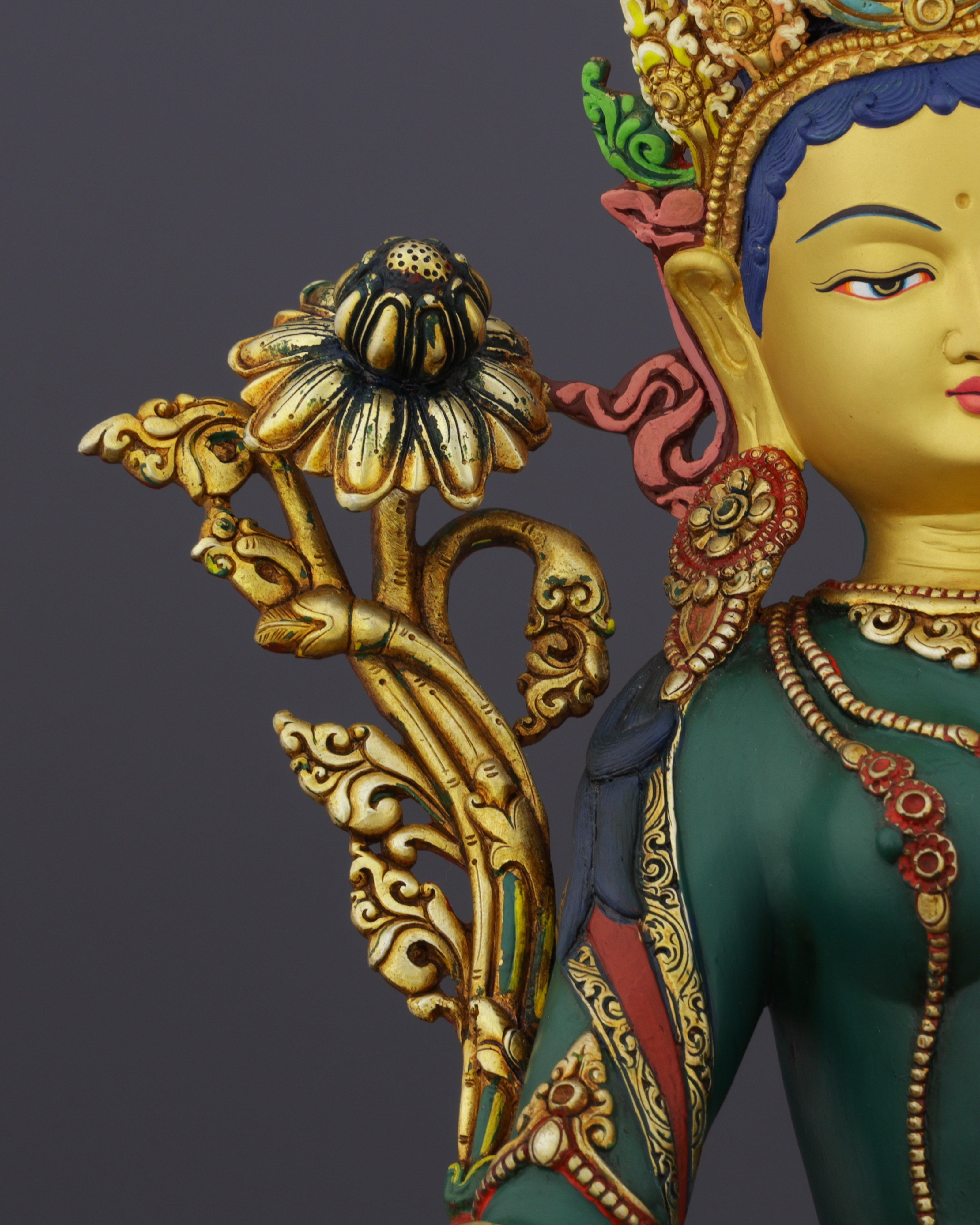 Exquisite Nepalese Handmade Green Tara Statue | A Masterpiece of Spiritual Artistry